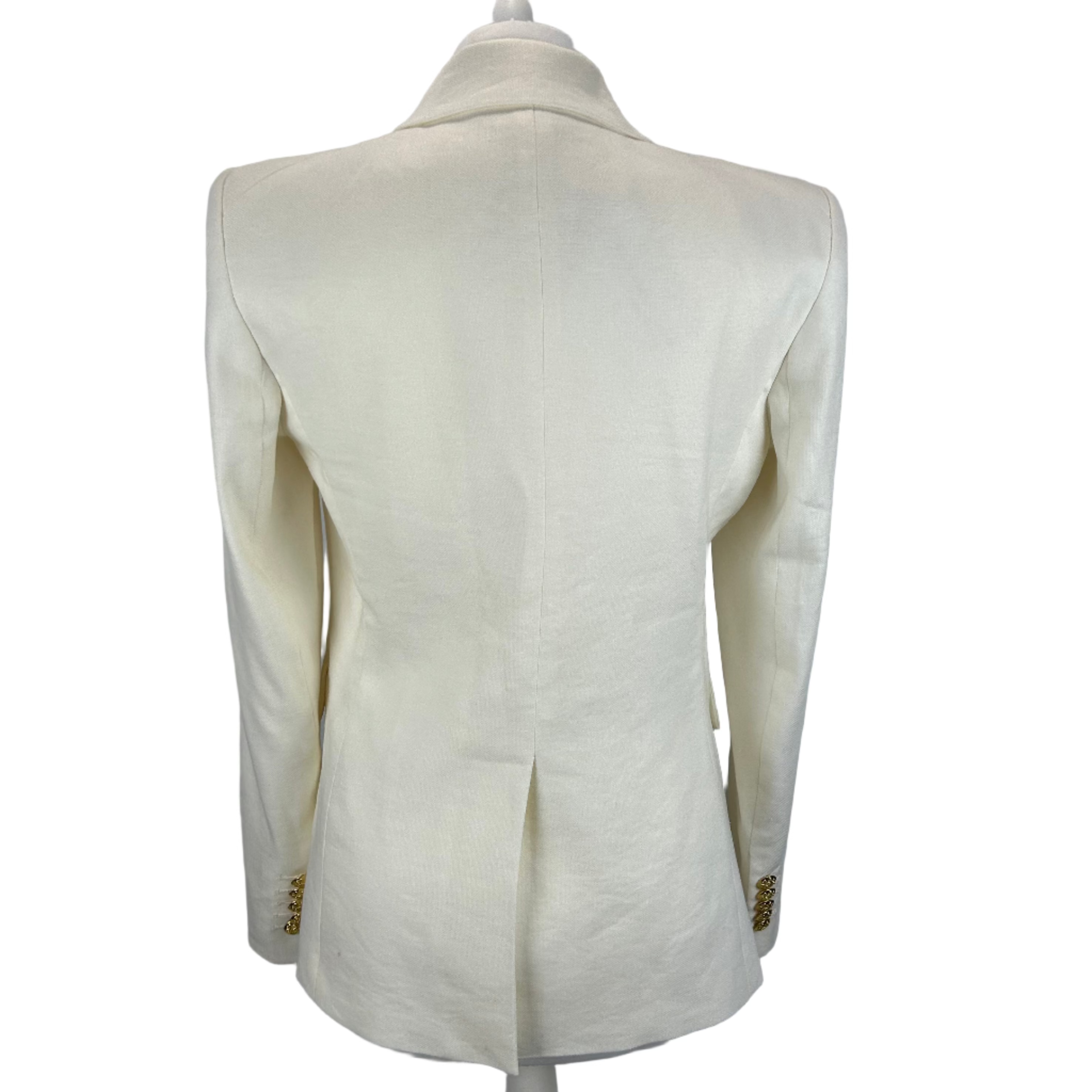 Veronica Beard Ivory Linen Mix Brass Button Dickey Jacket S