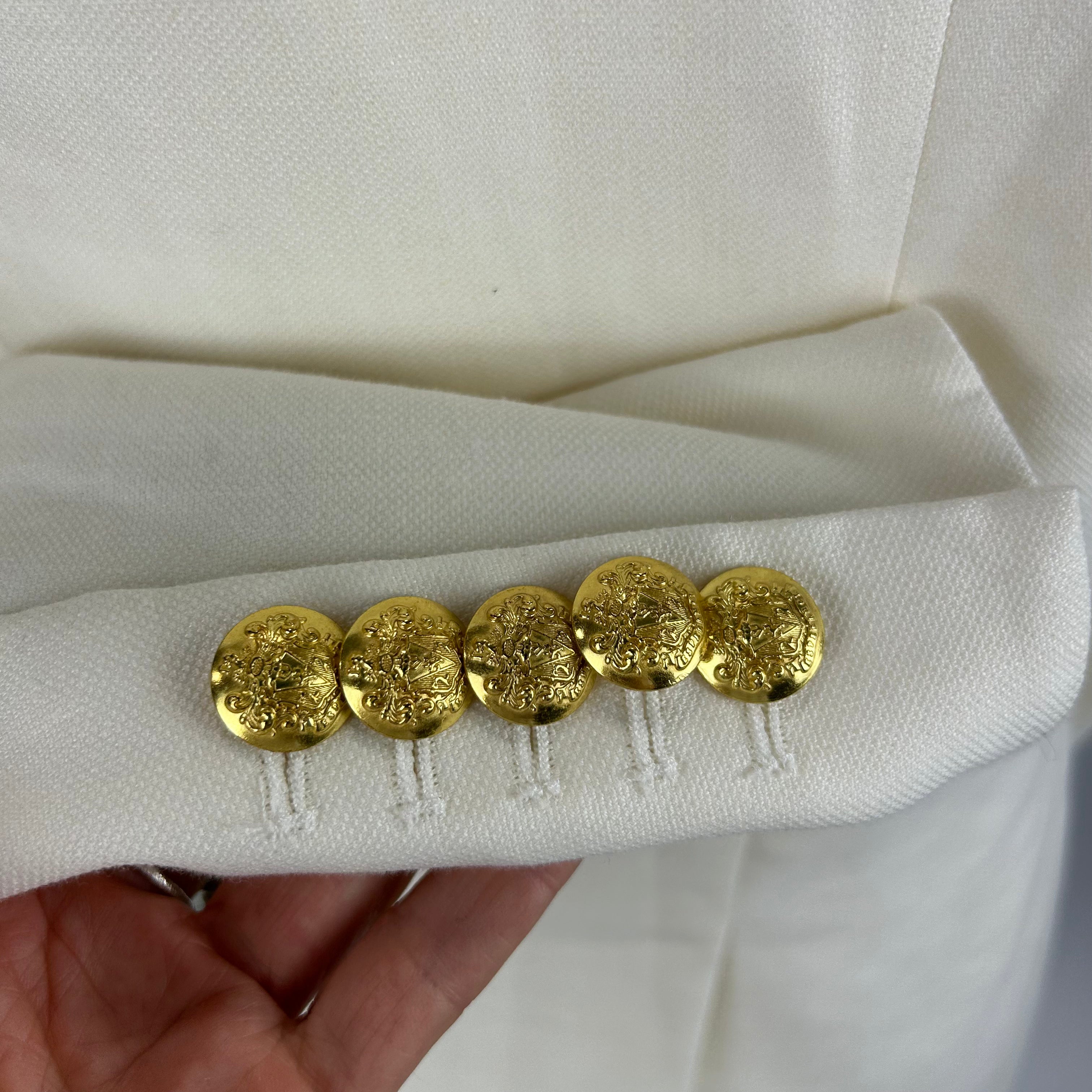 Veronica Beard Ivory Linen Mix Brass Button Dickey Jacket S