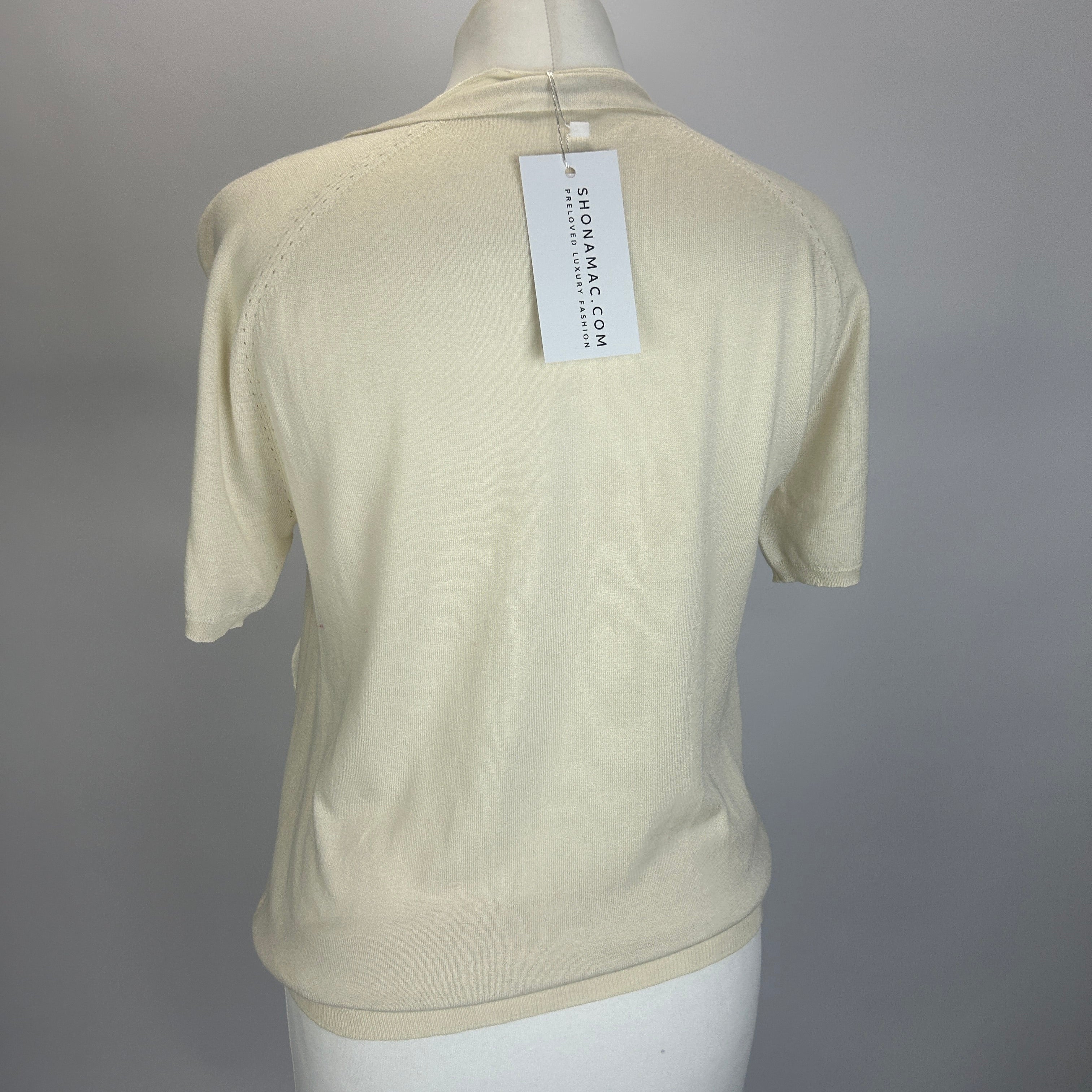 Joseph Cream Silk & Cotton Short Sleeve Top S