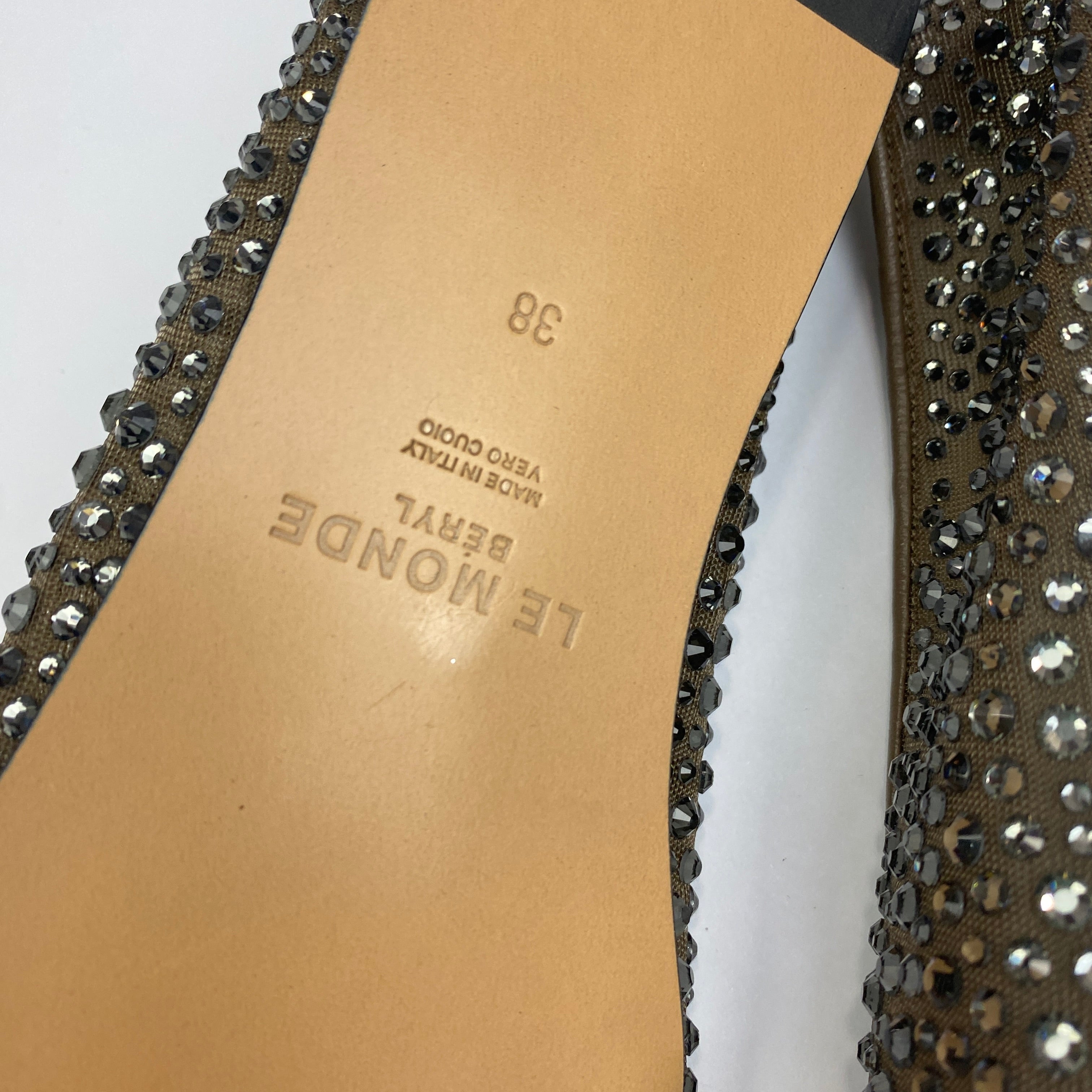 Le Monde Beryl New £625 Luna Mesh Crystal Slipper 38