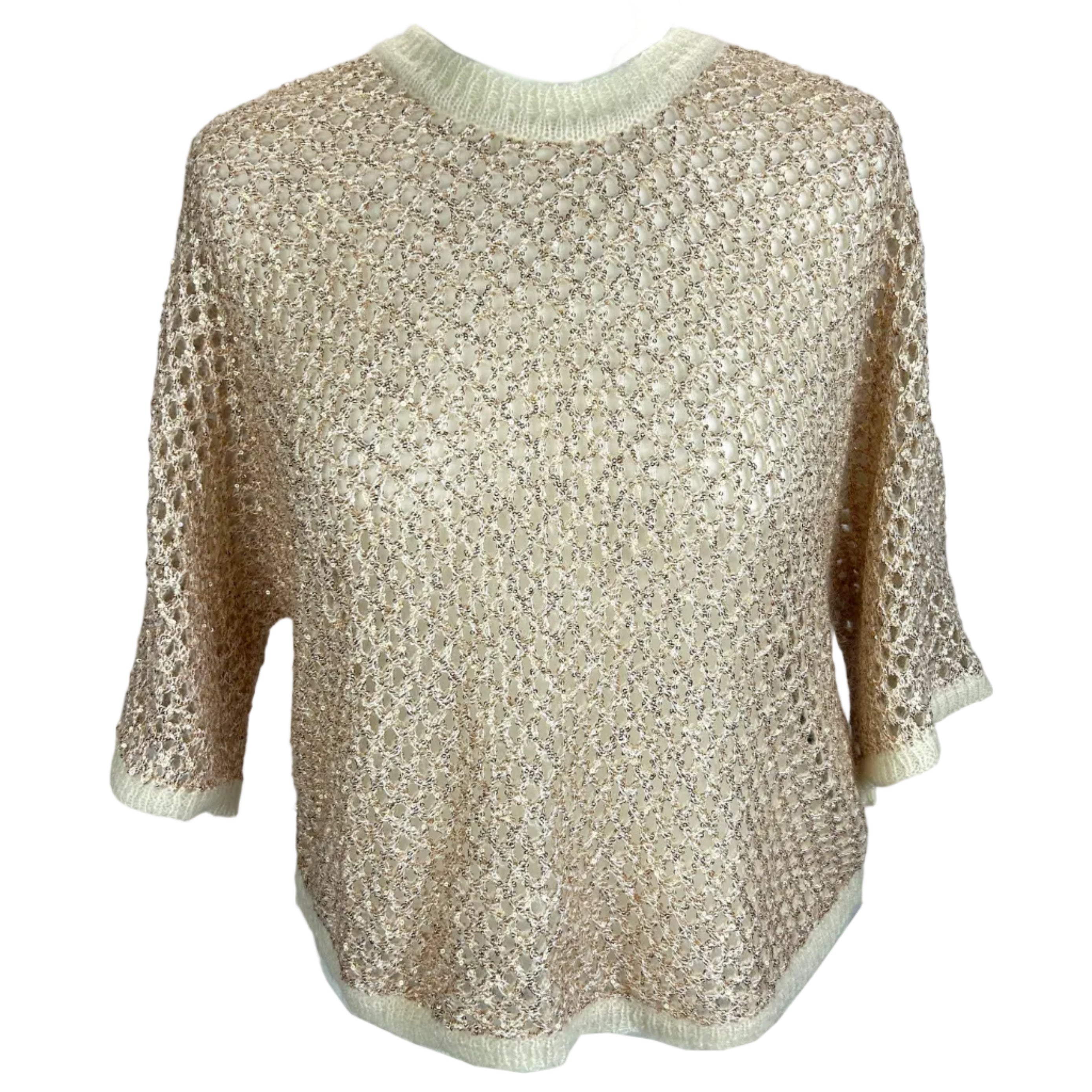 Ba&Sh New £230 Cream & Gold Nate Sweater S/M