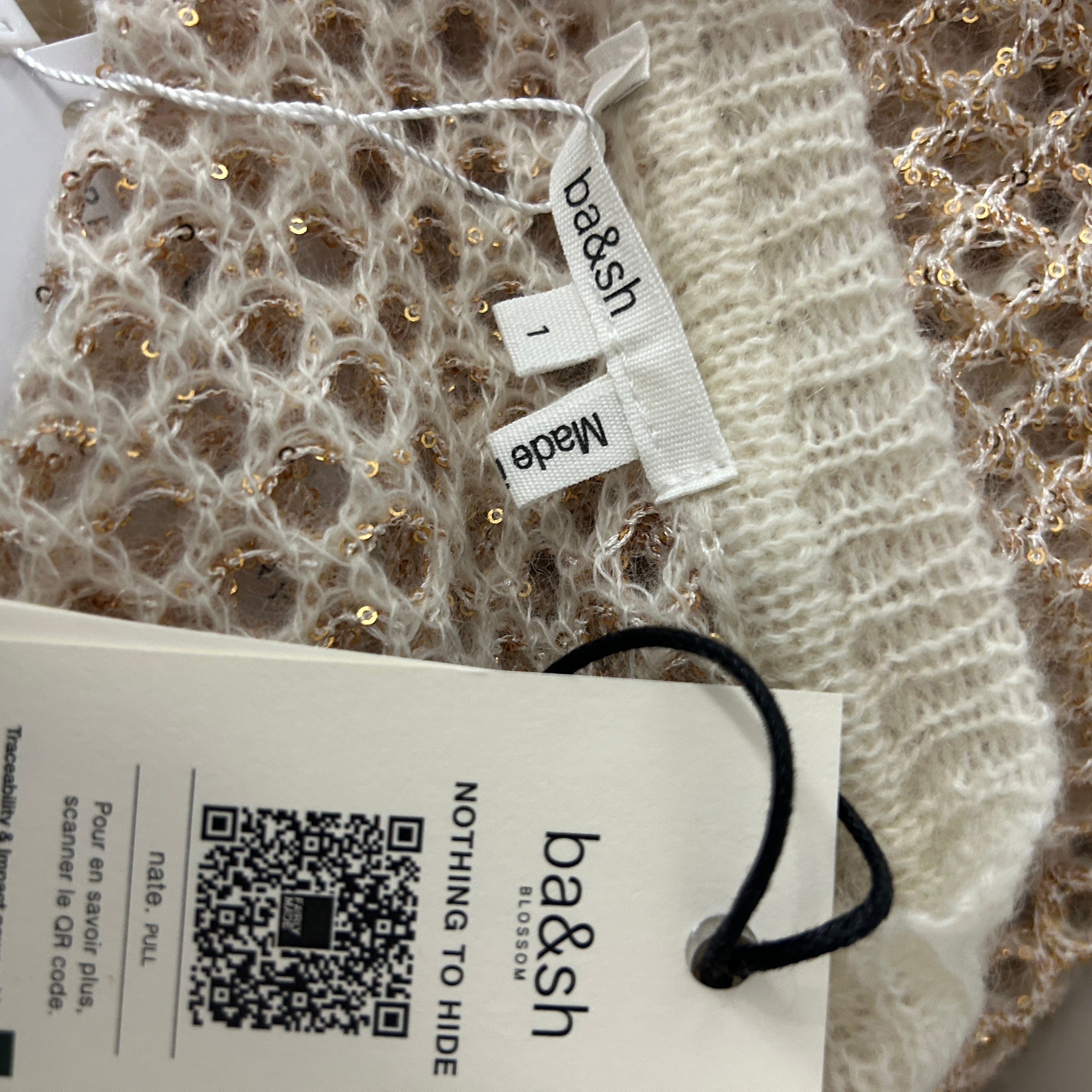 Ba&Sh New £230 Cream & Gold Nate Sweater S/M