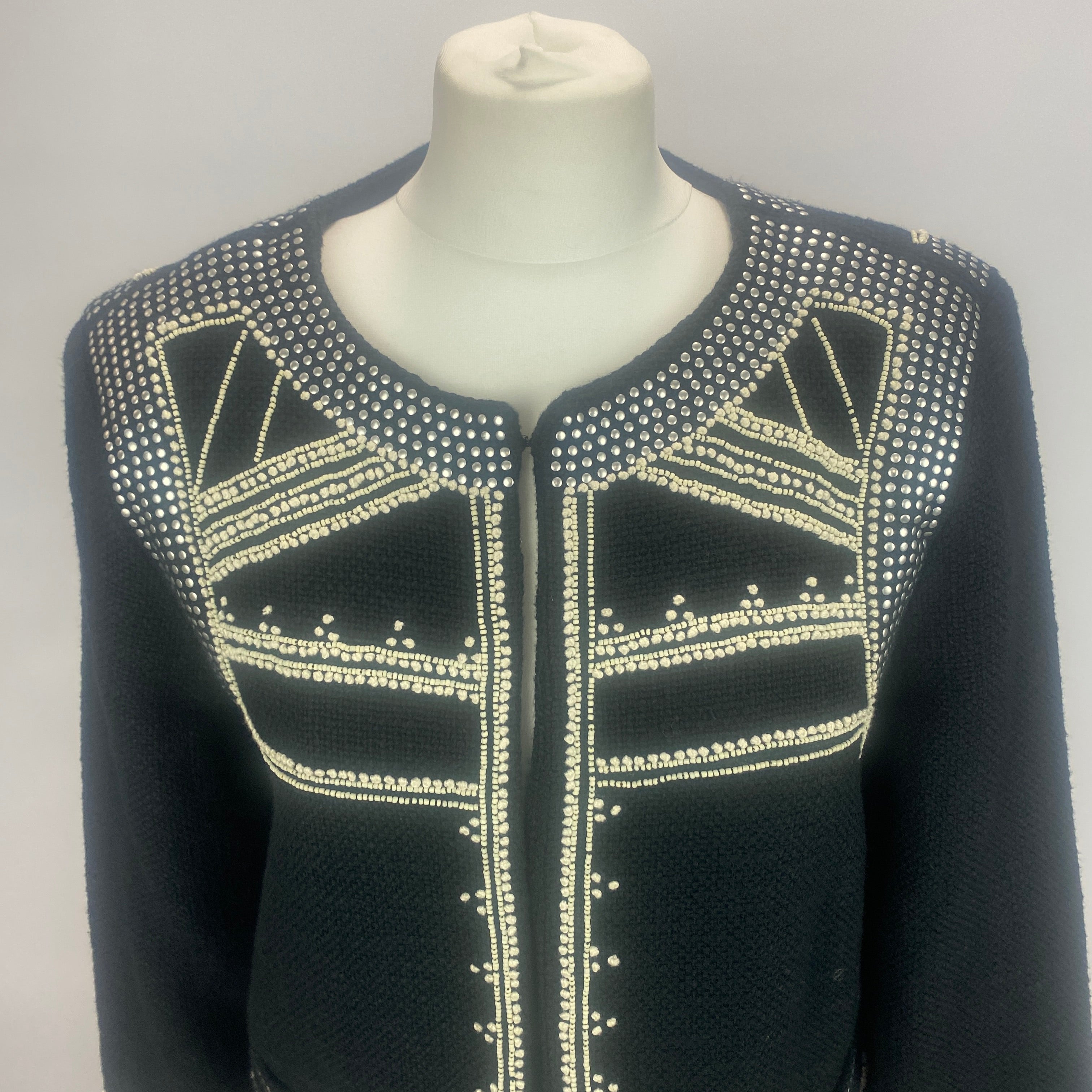 Sea New York New £600 Black Studded & Beaded Weave Jacket M