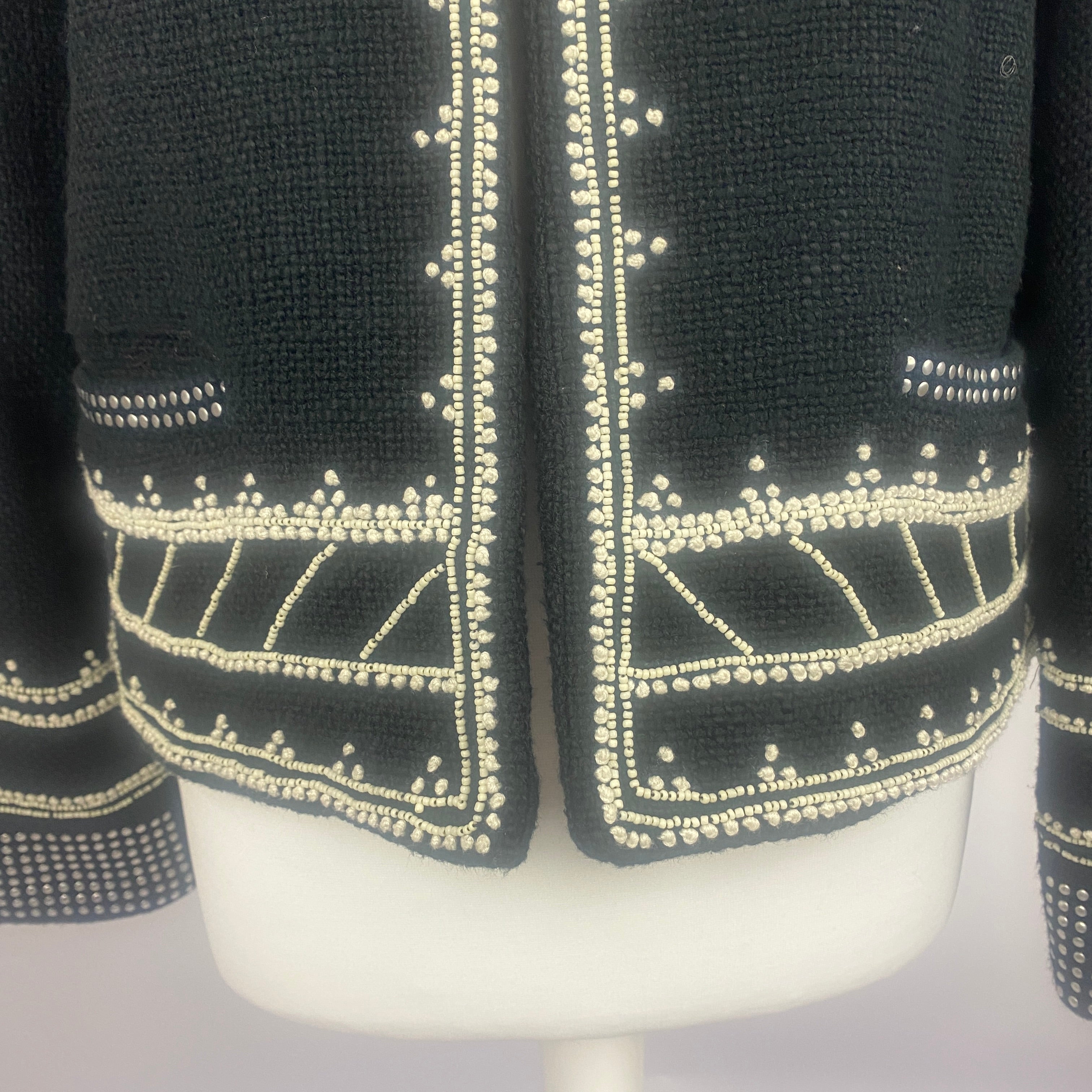 Sea New York New £600 Black Studded & Beaded Weave Jacket M