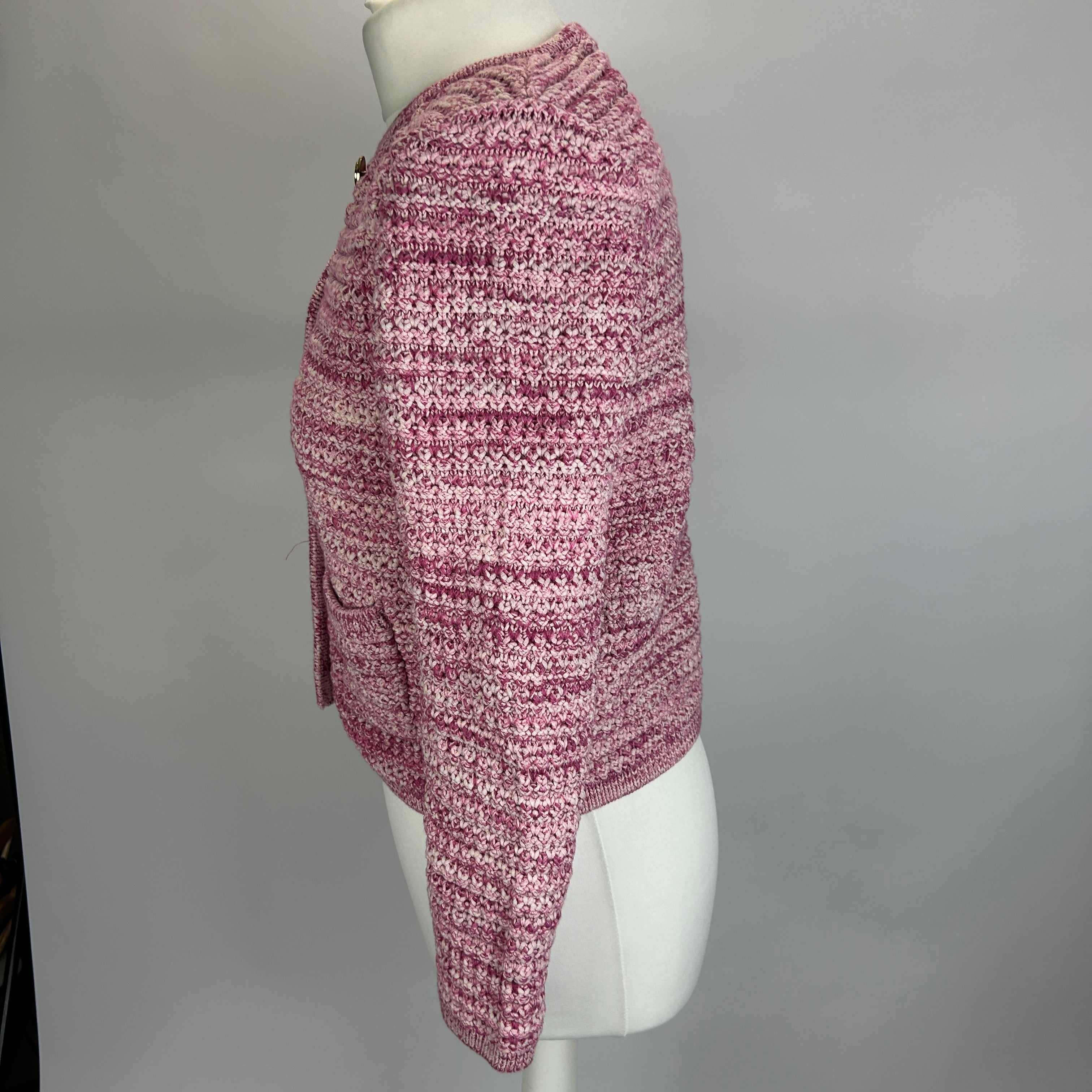 Ba&Sh Raspberry Pink Chunky Knit Crop Jacket S