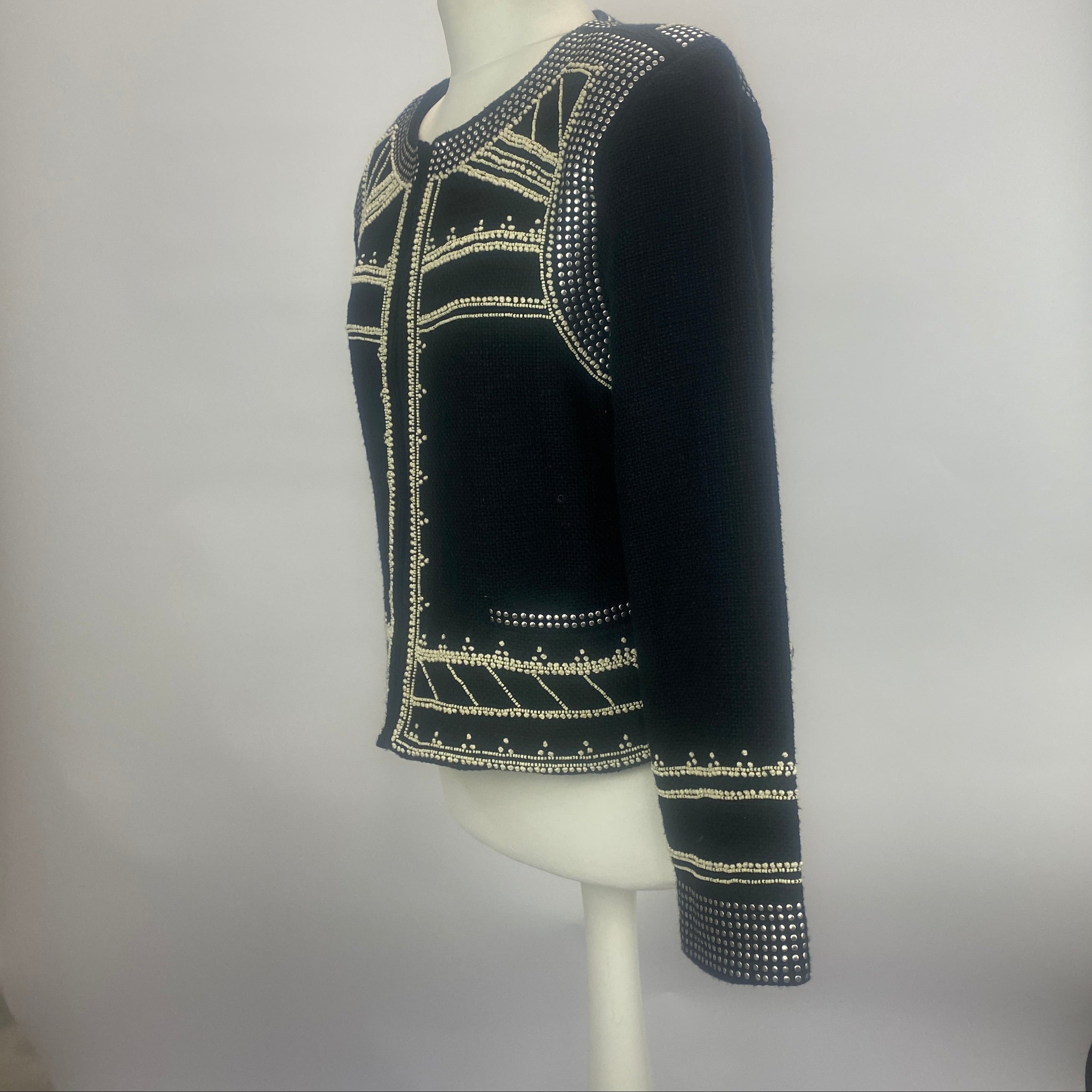 Sea New York New £600 Black Studded & Beaded Weave Jacket M
