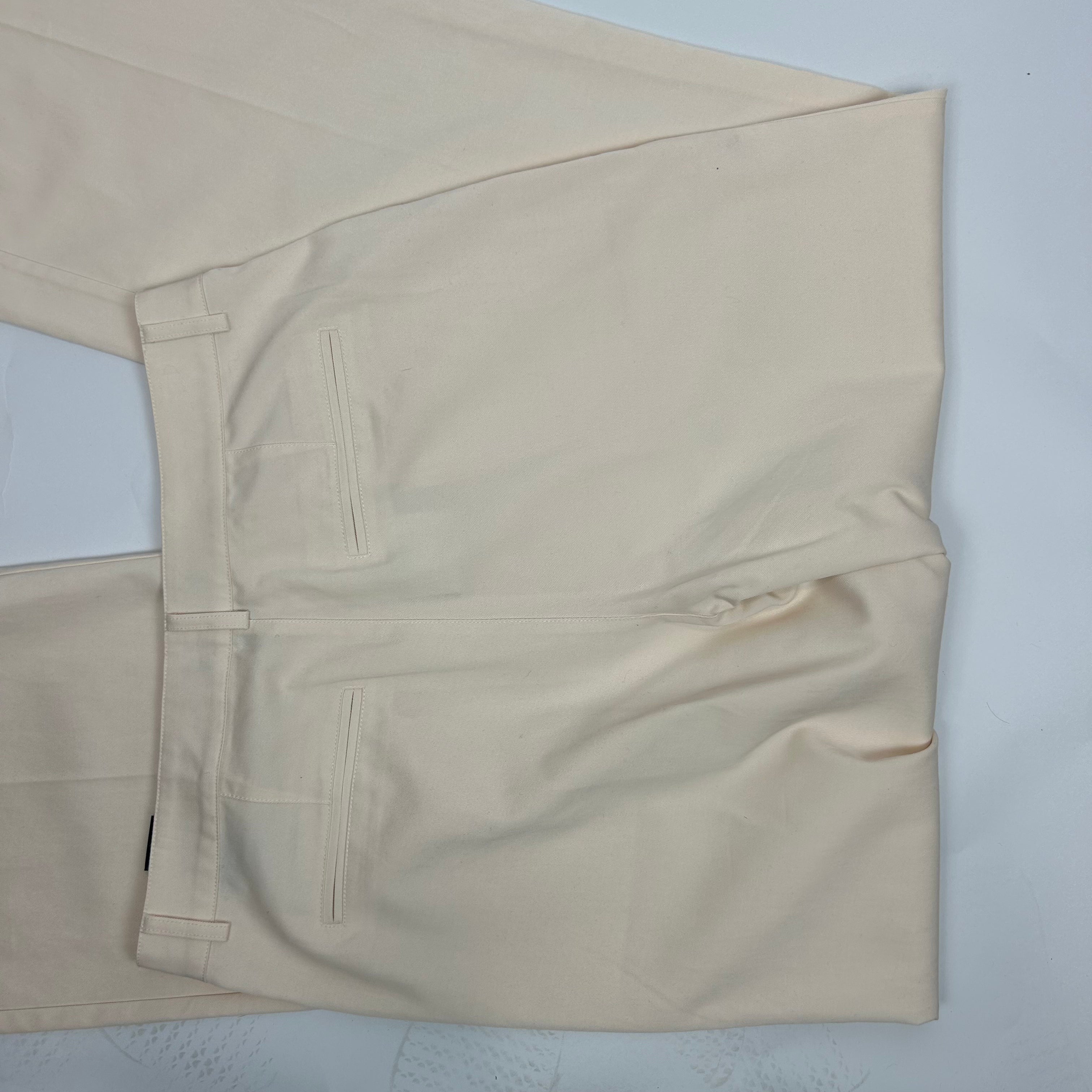 Paige £465 Cream Tencel & Cotton Pleat Front Merano Trousers XS