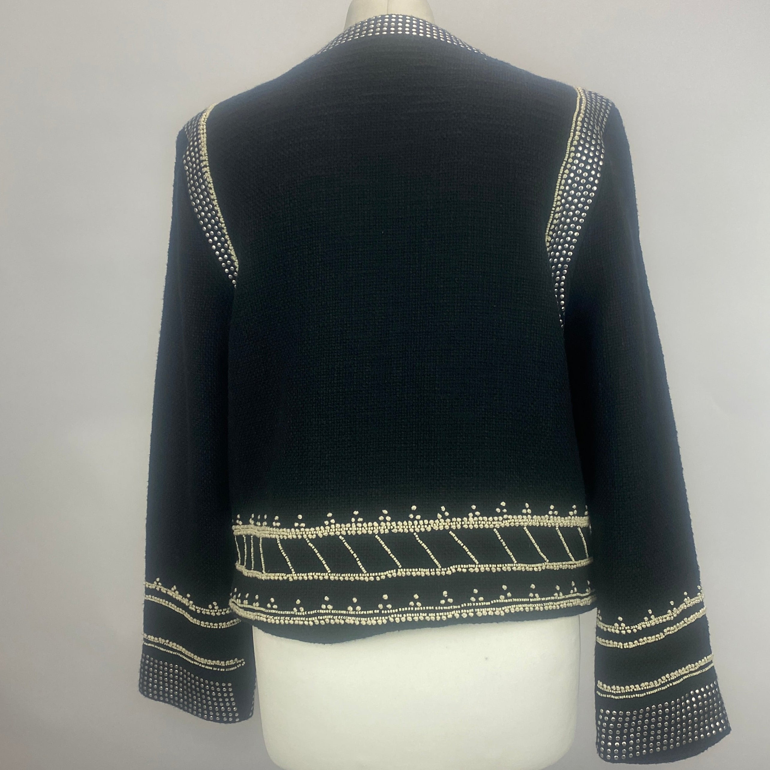 Sea New York New £600 Black Studded & Beaded Weave Jacket M