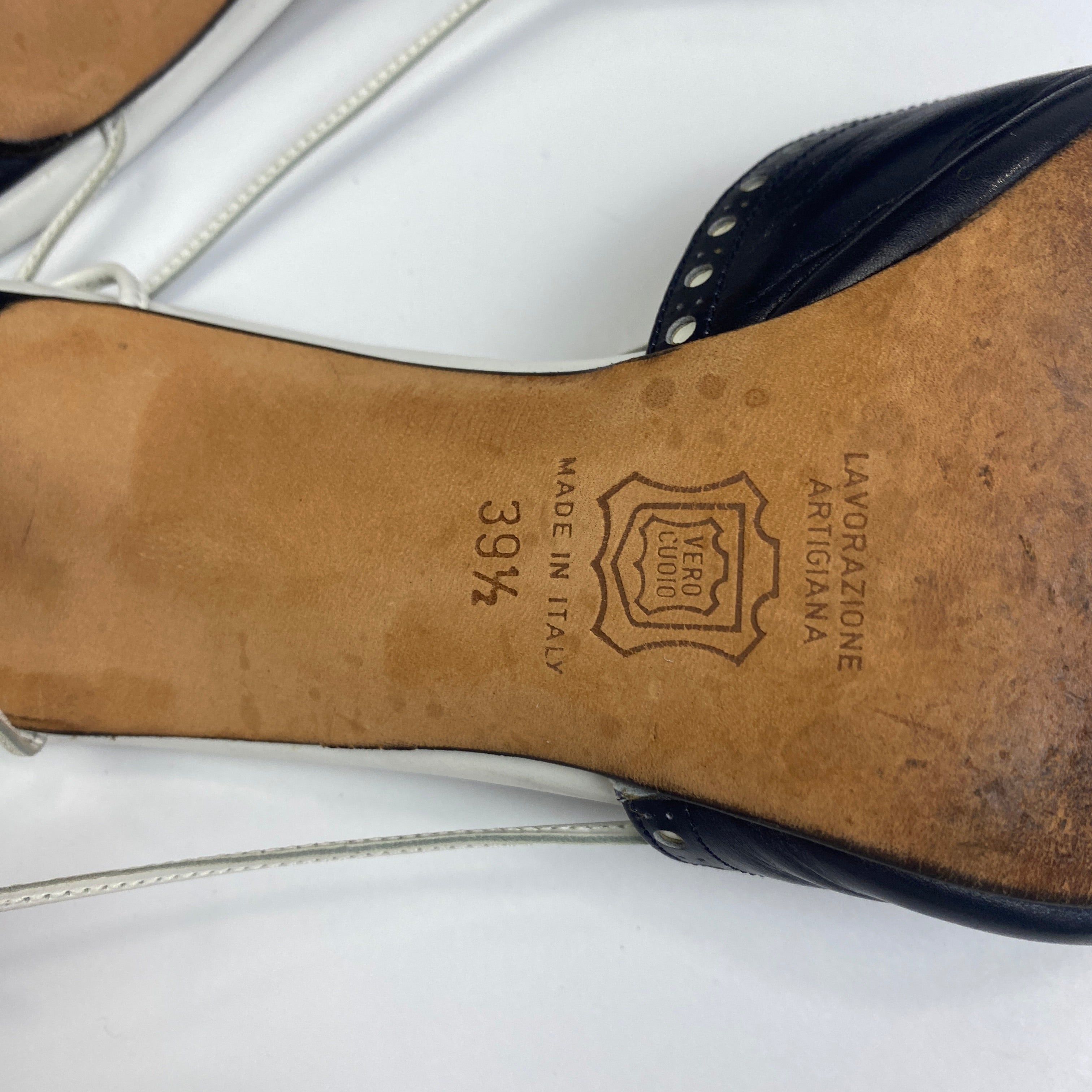 Manolo Blahnik Navy Bow Detail Slingbacks 39.5