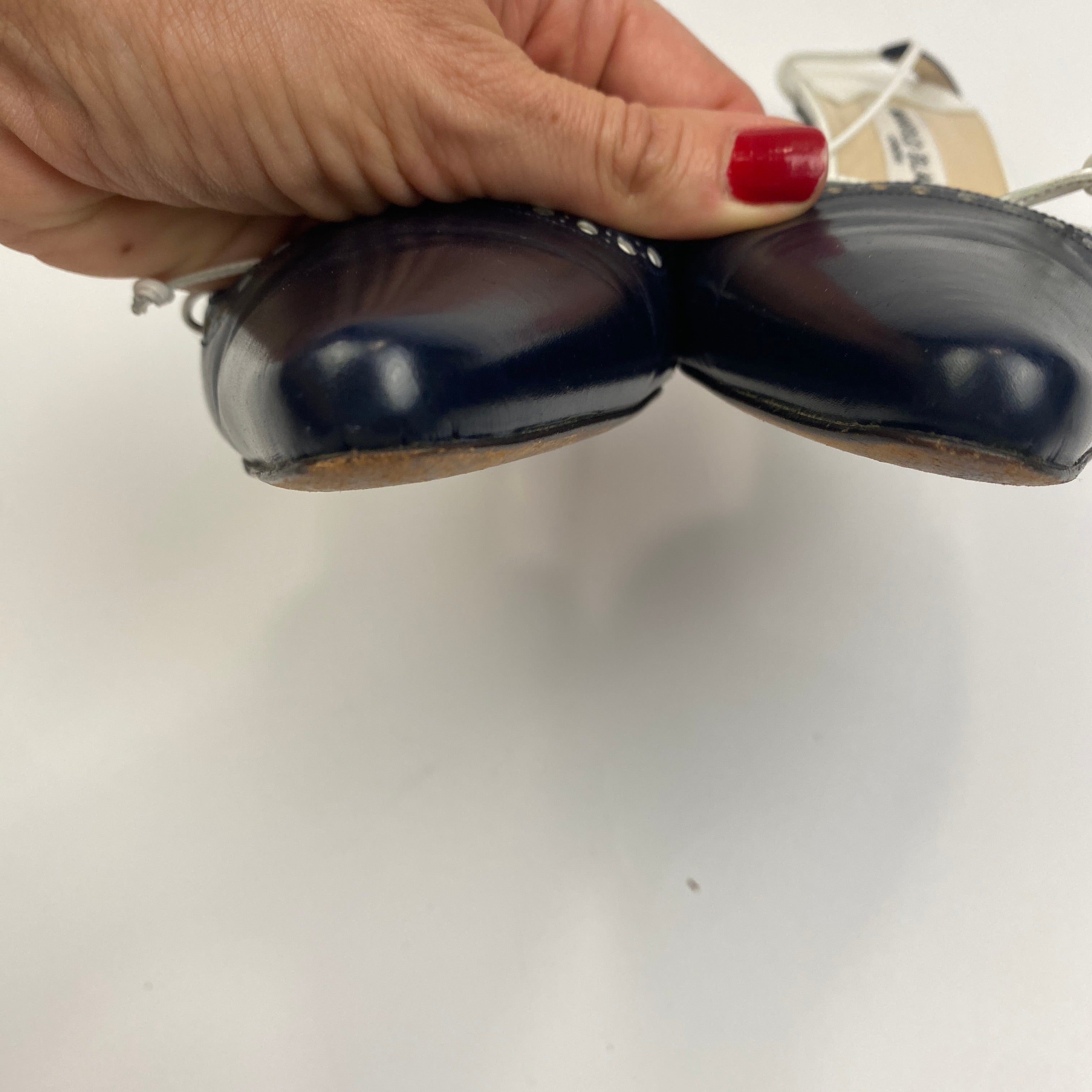 Manolo Blahnik Navy Bow Detail Slingbacks 39.5