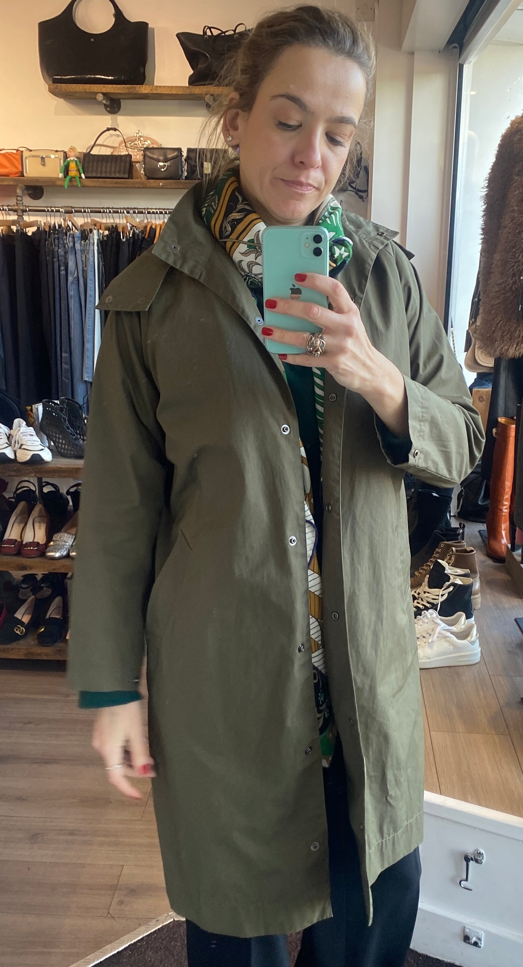 Bamford £795 Khaki Cotton Rain Mac Oversized XS/S