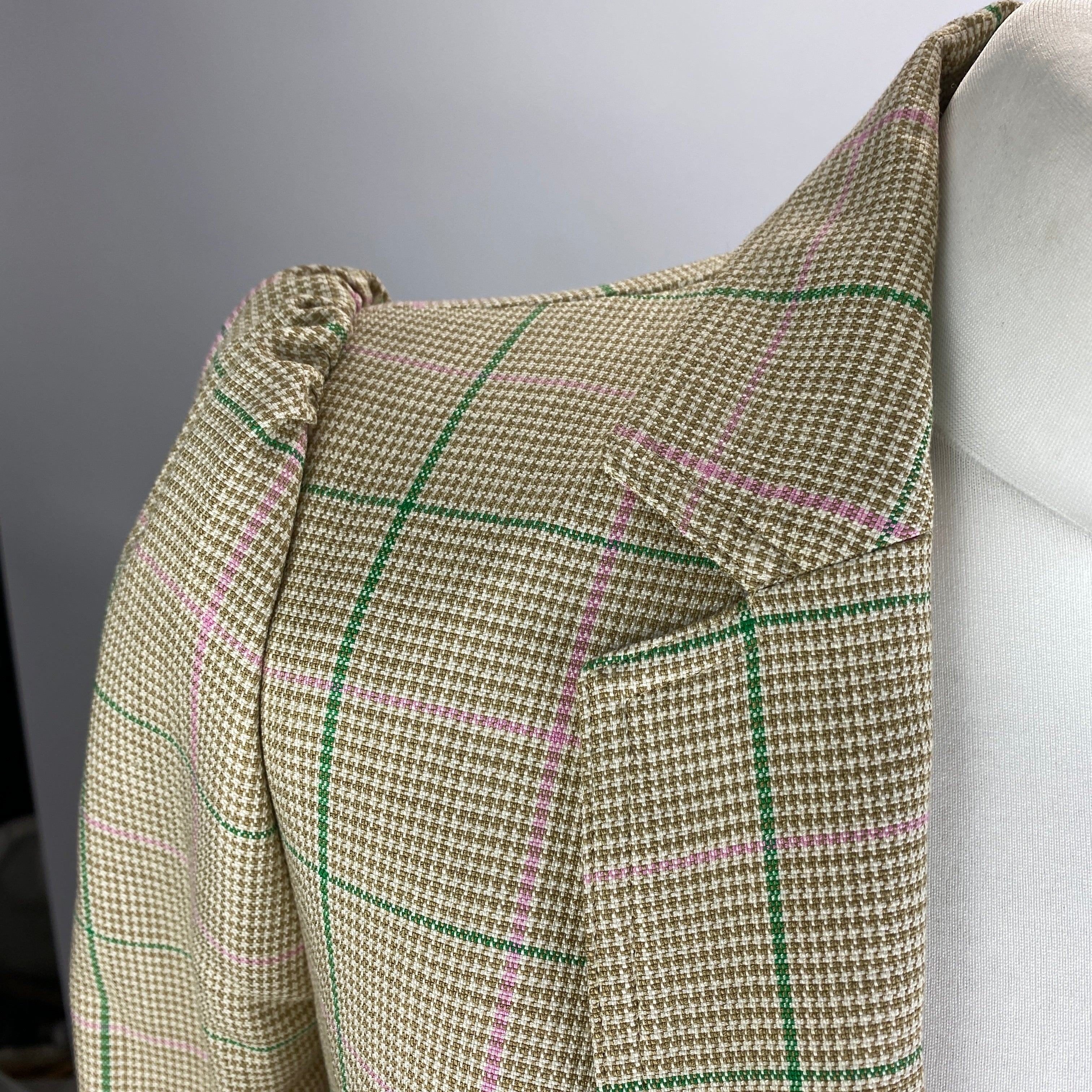 Me&Em £375 Beige & Green Check Crop Blazer XS