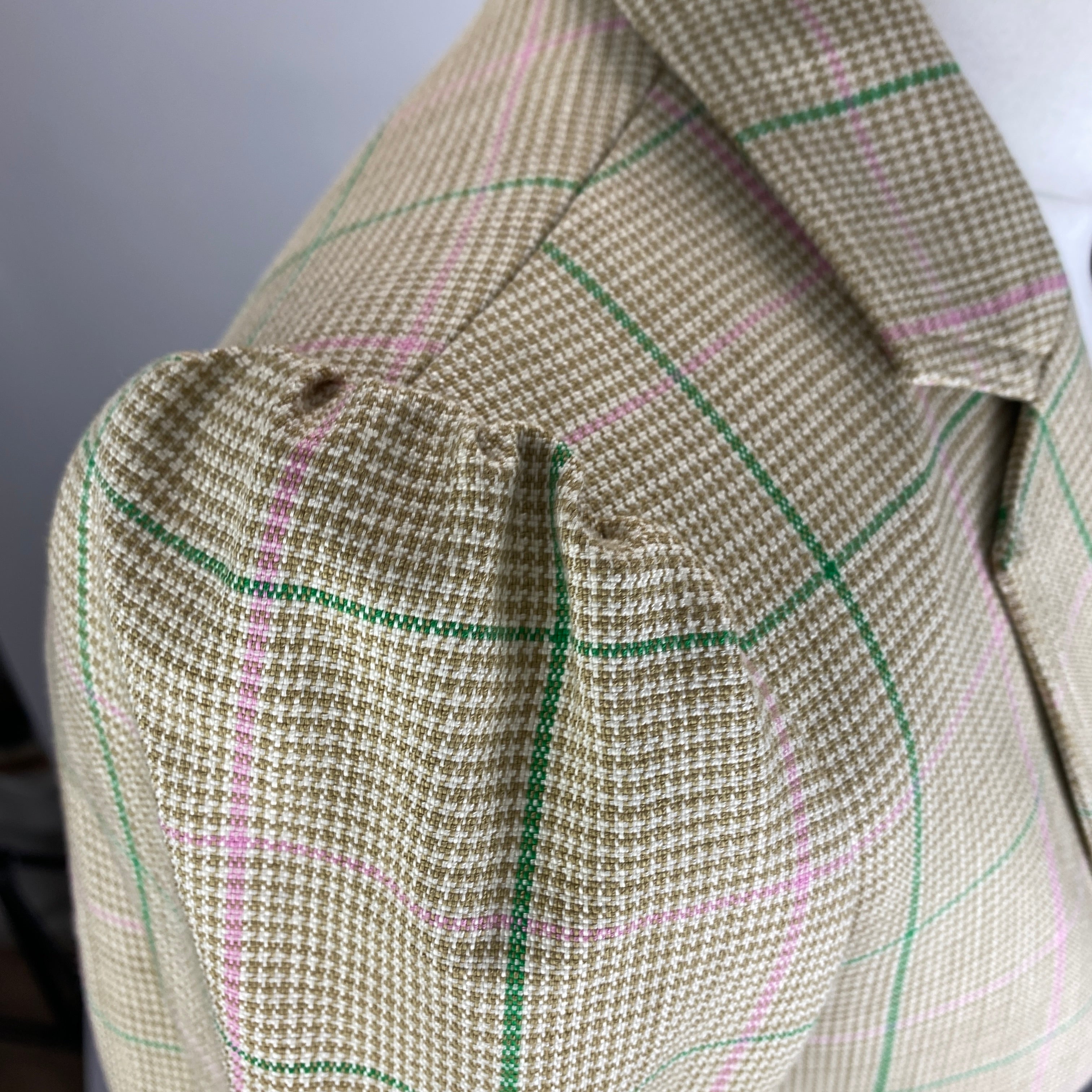 Me&Em £375 Beige & Green Check Crop Blazer XS