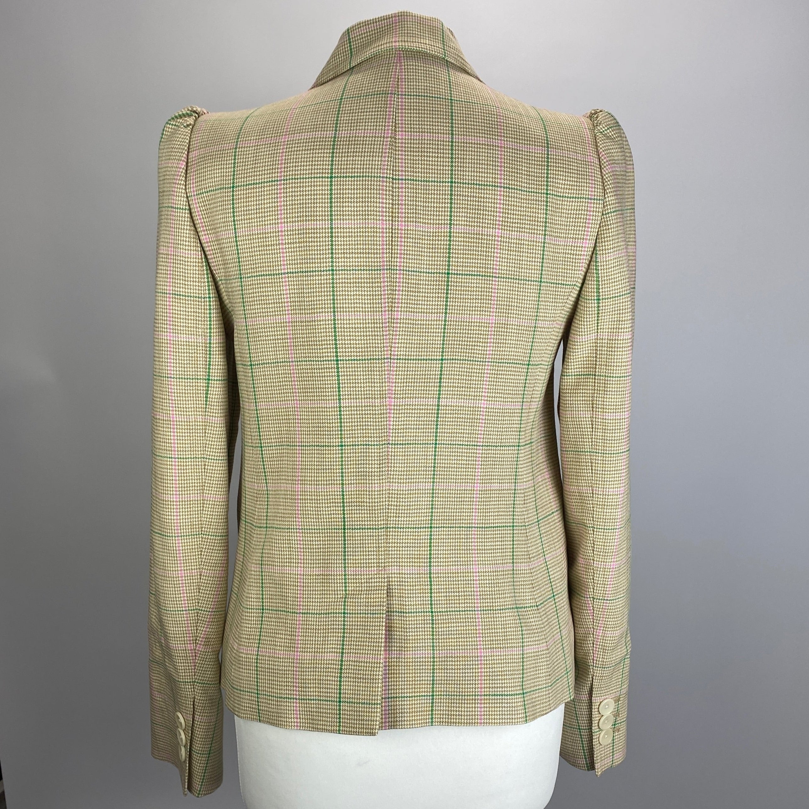 Me&Em £375 Beige & Green Check Crop Blazer XS