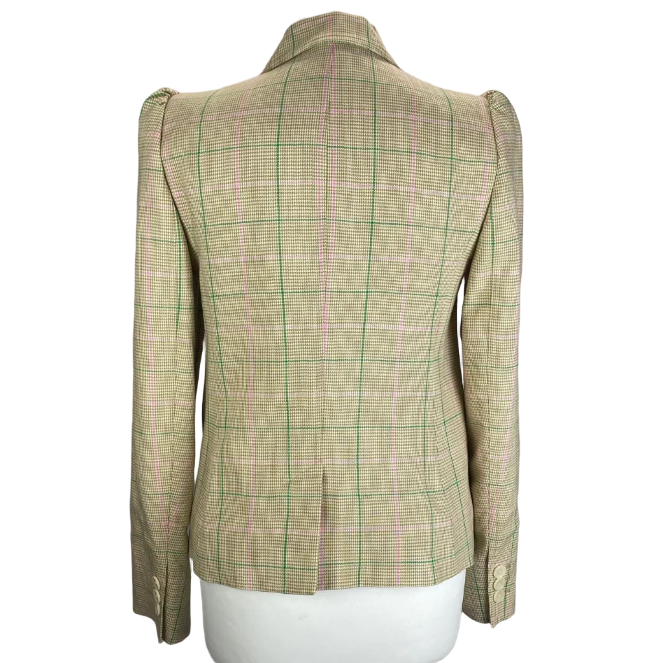 Me&Em Vanilla Pink & Teal Check Crop Jacket XS