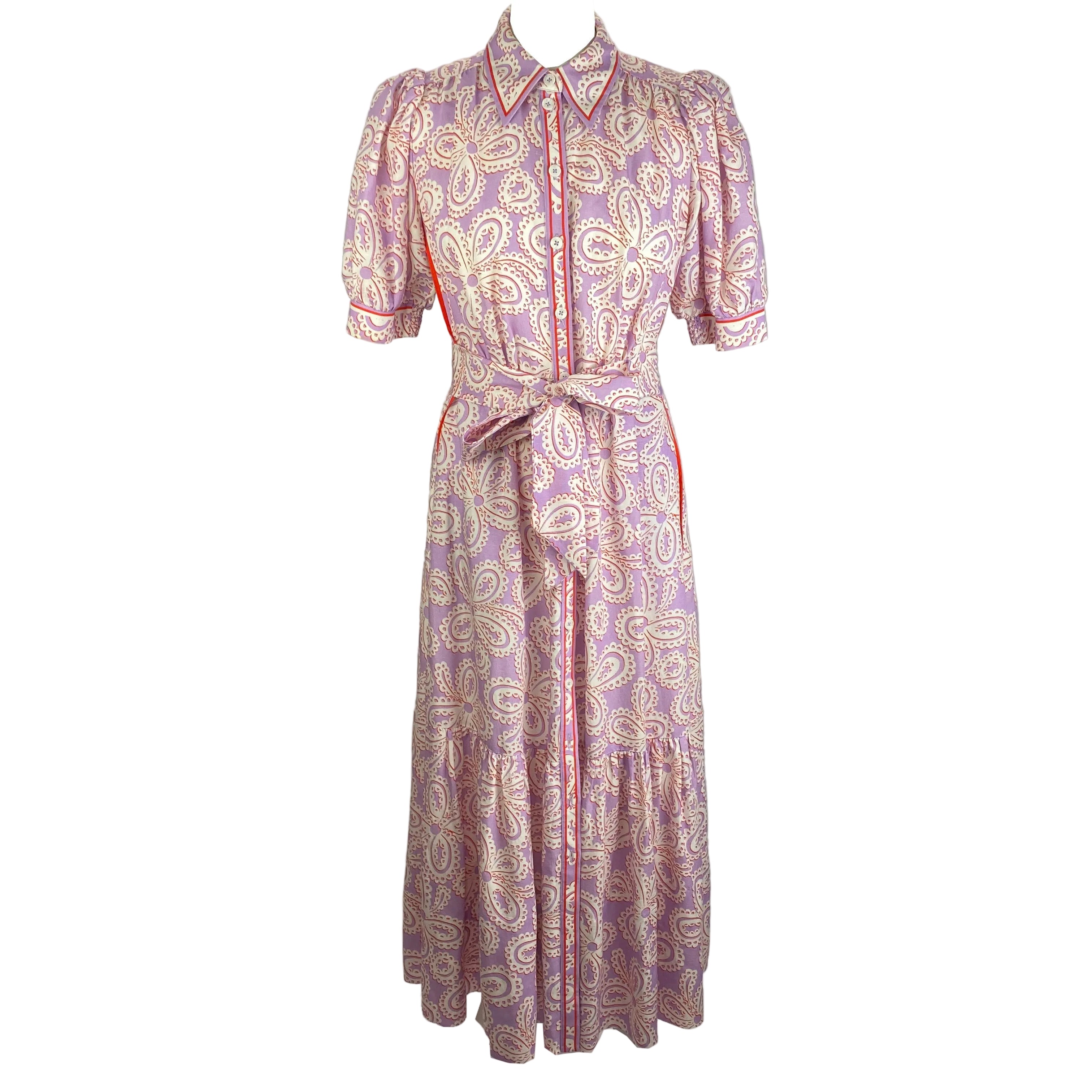 Me&Em £325 New Lilac & Pink Linen Mix Shirt Dress XS