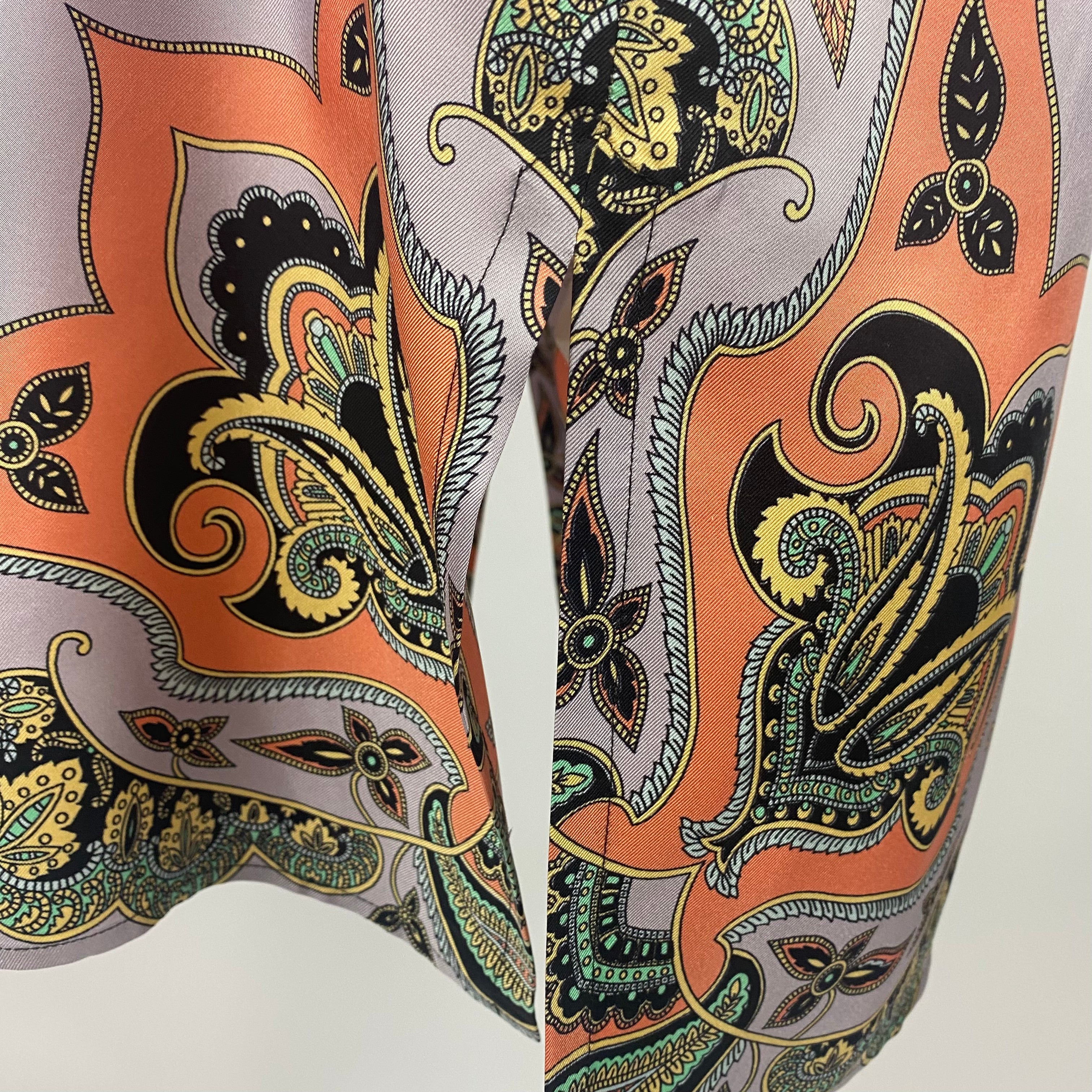 Etro £620 Pale Lavender & Apricot Print Silk Shirt Dress M