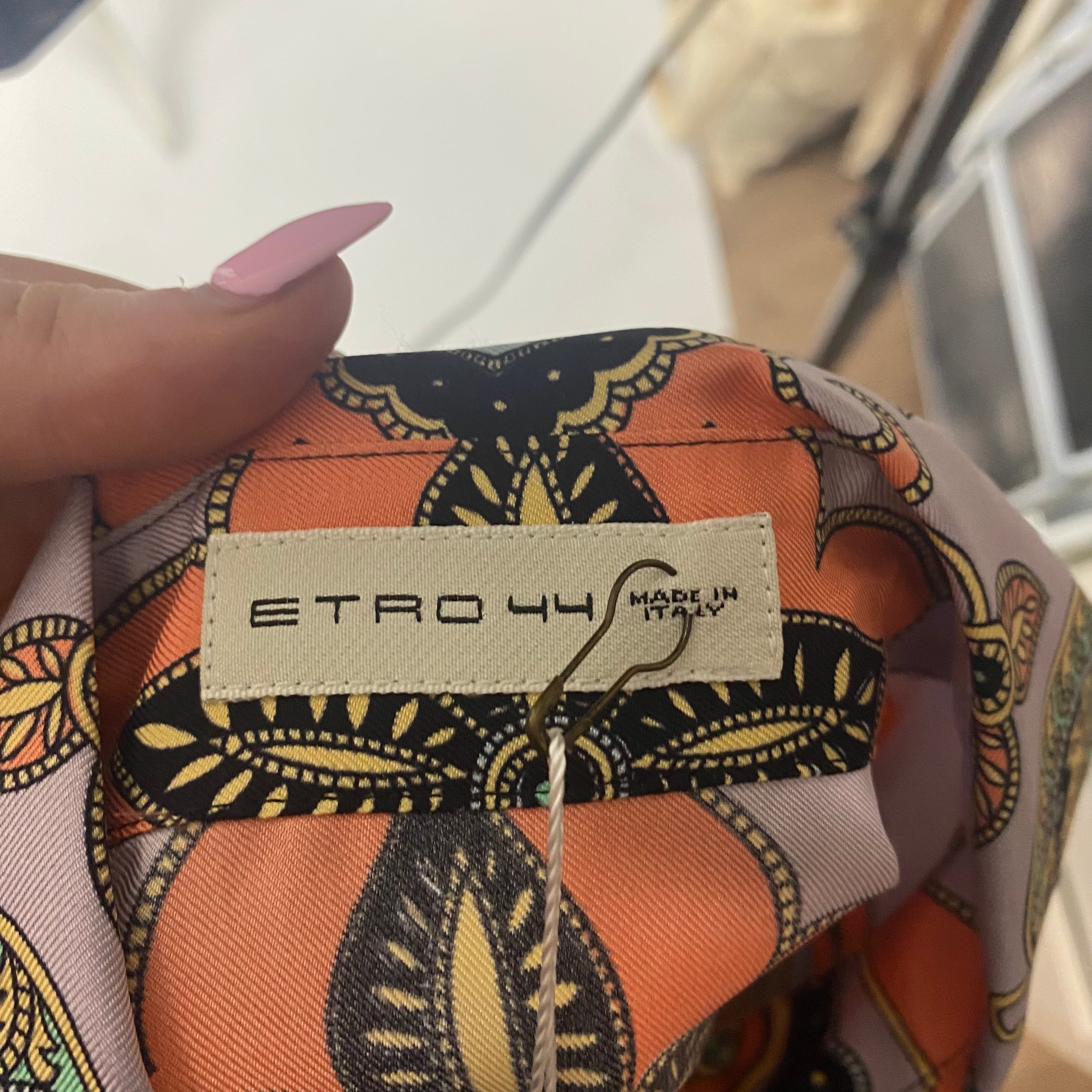 Etro £620 Pale Lavender & Apricot Print Silk Shirt Dress M