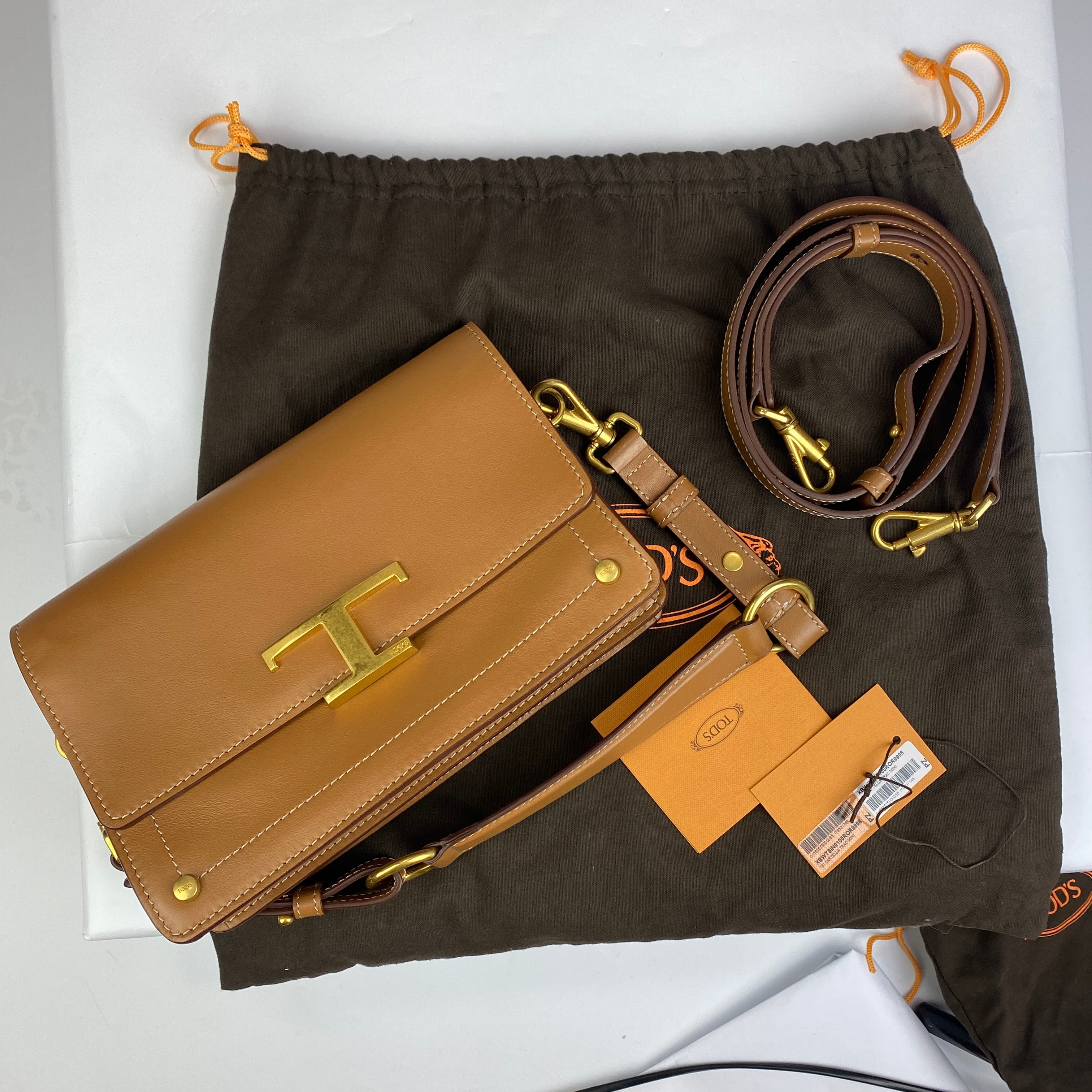 Tods New £1600 Camel Mini T Shoulderbag
