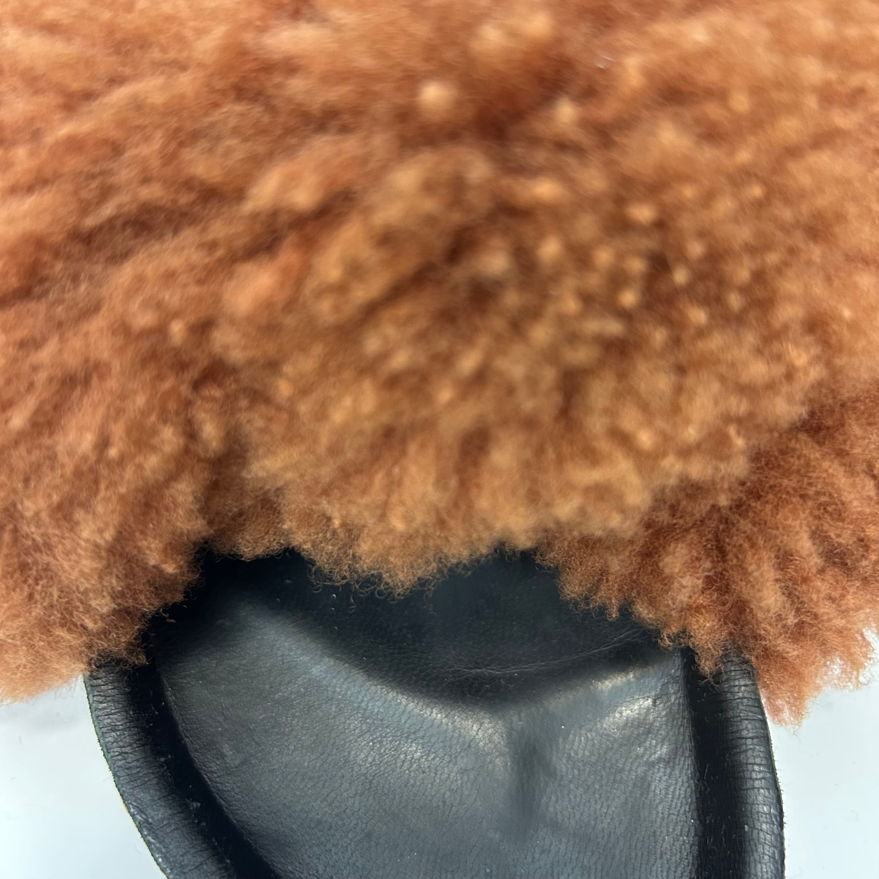 Chloe Cinammon Sheepskin Flatbed Sandals 39