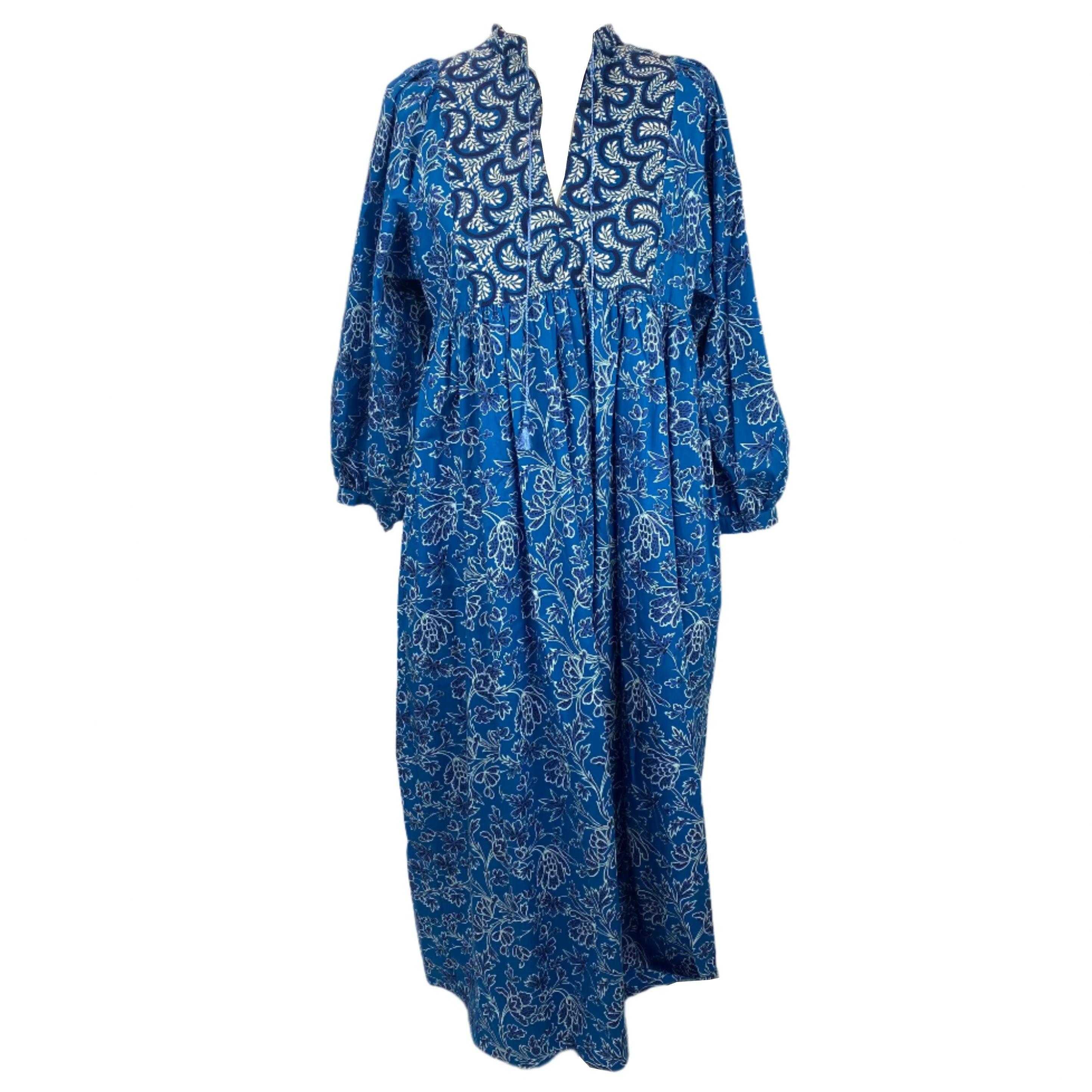 Weekend Max Mara Indigo & Navy Floral Print Cotton Tunic Dress L