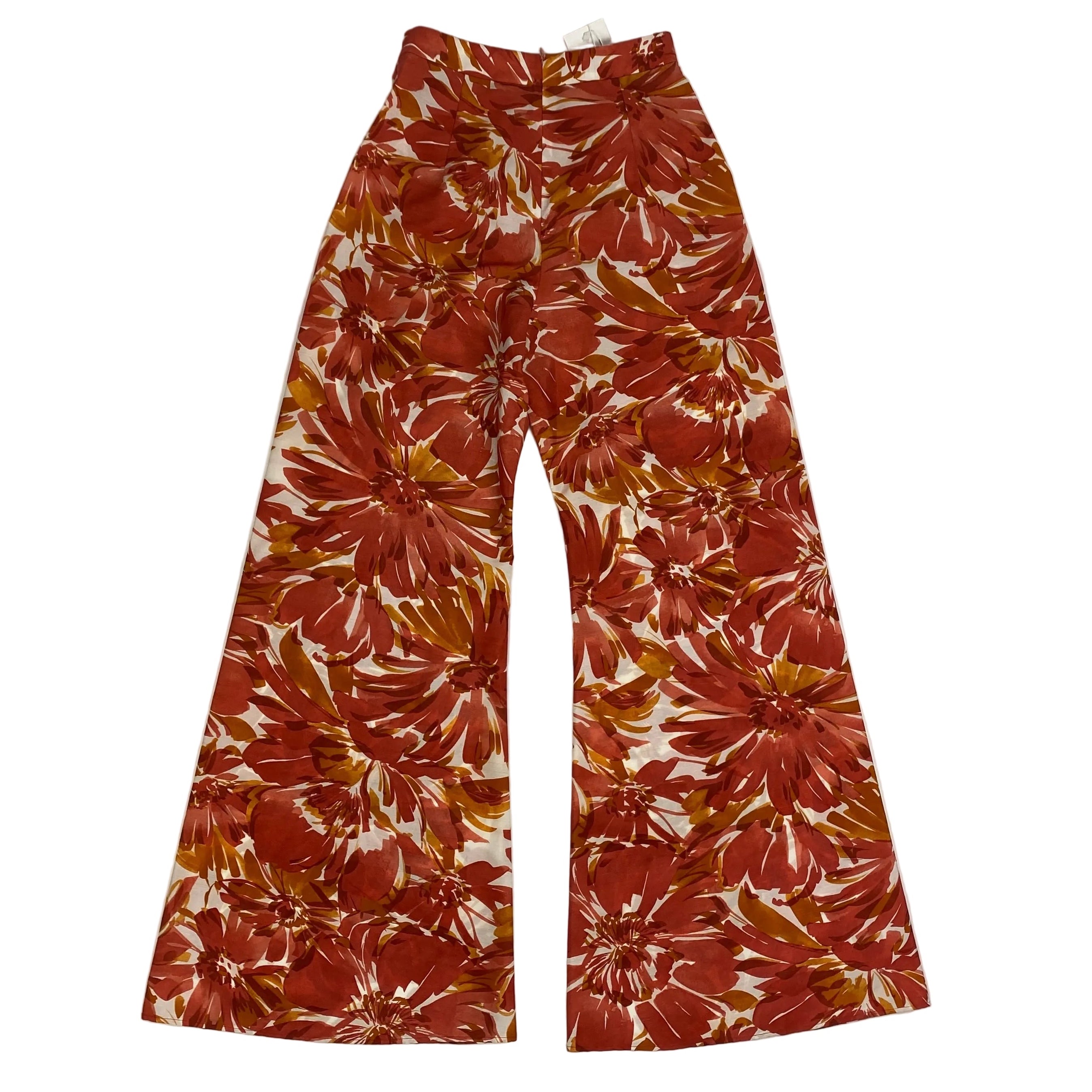 Alexis New £295 Burnt Orange & Ivory Floral Brushstroke Pants S