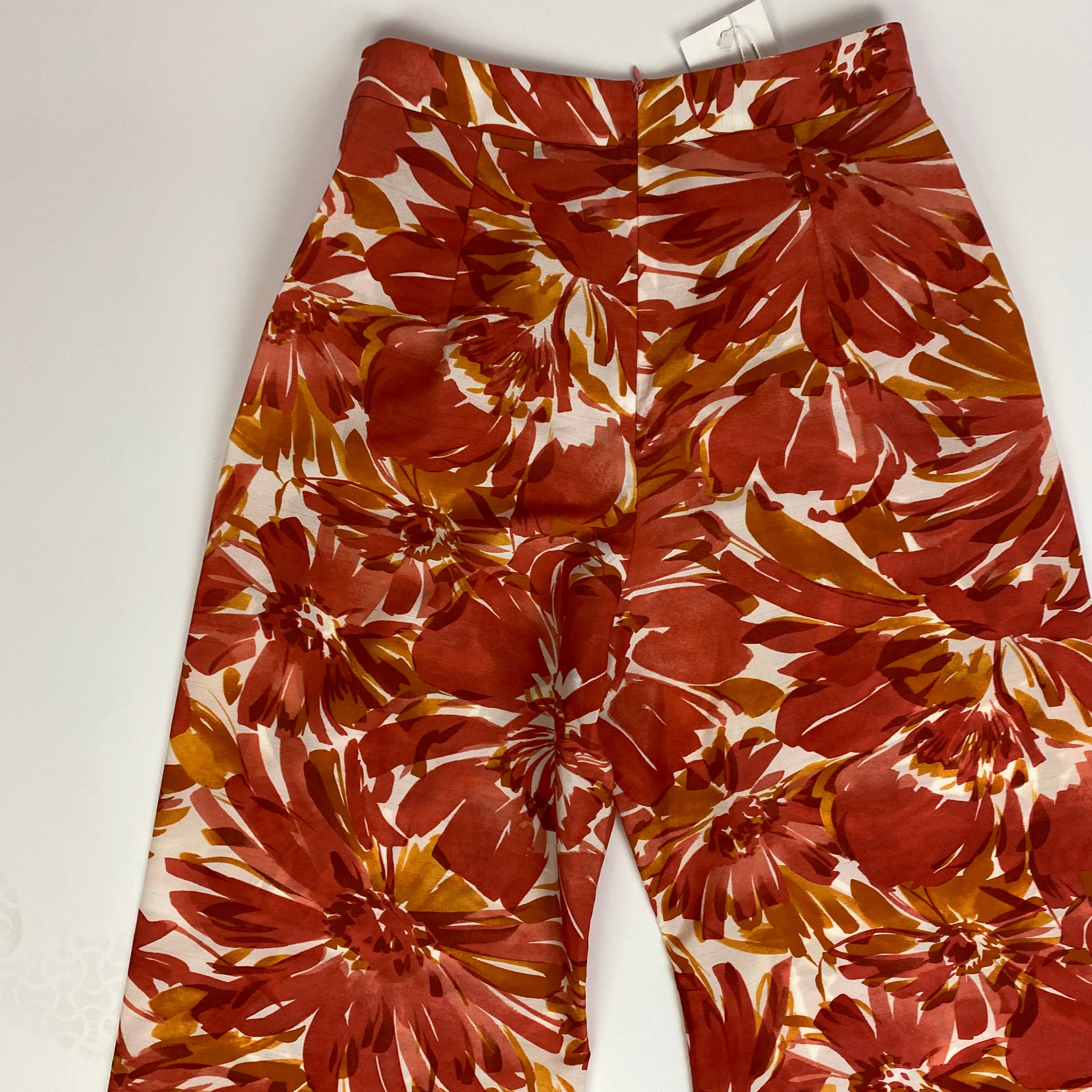 Alexis New £295 Burnt Orange & Ivory Floral Brushstroke Pants S