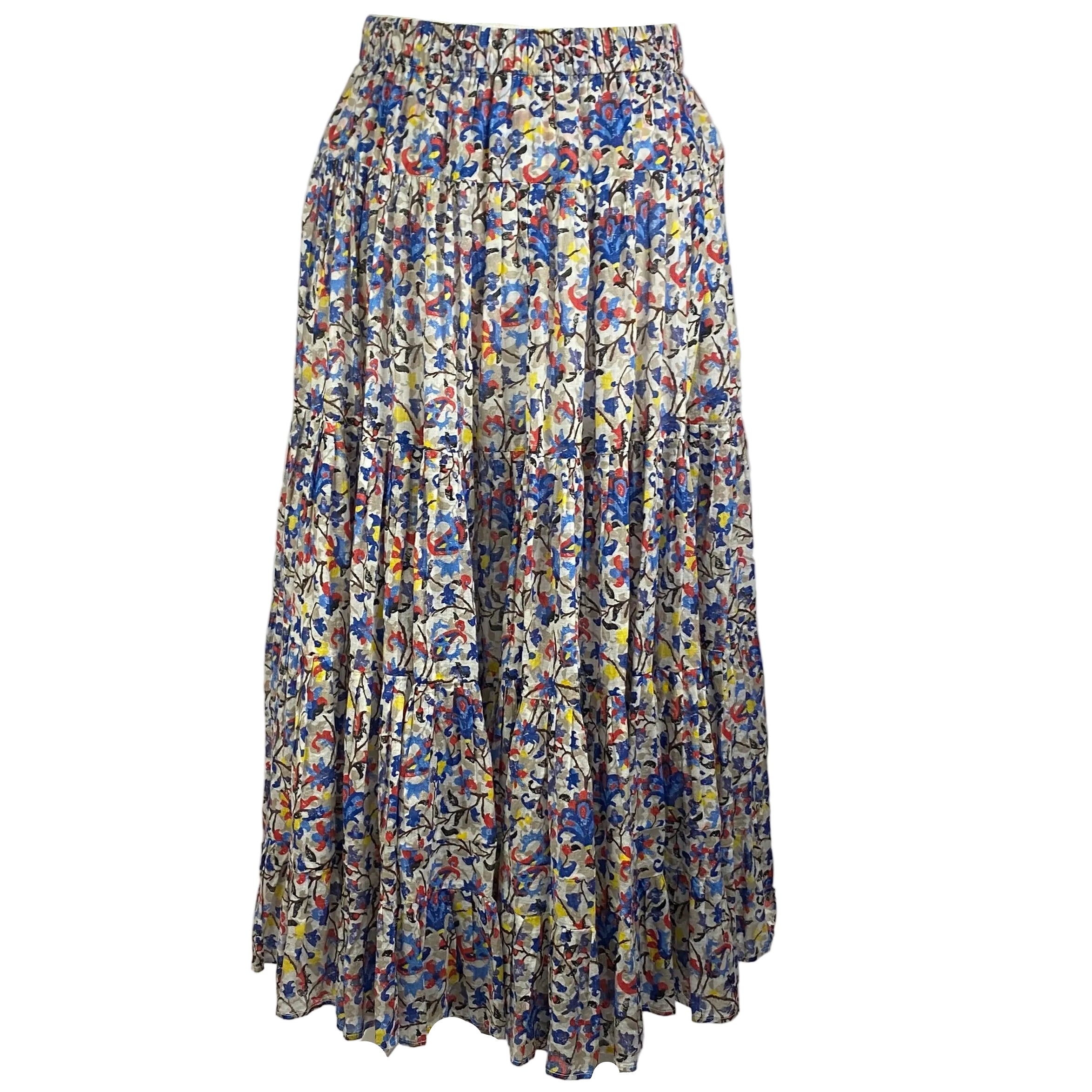 Isabel Marant Etoile New £395 Blue Floral Printed Cotton-Voile Skirt S