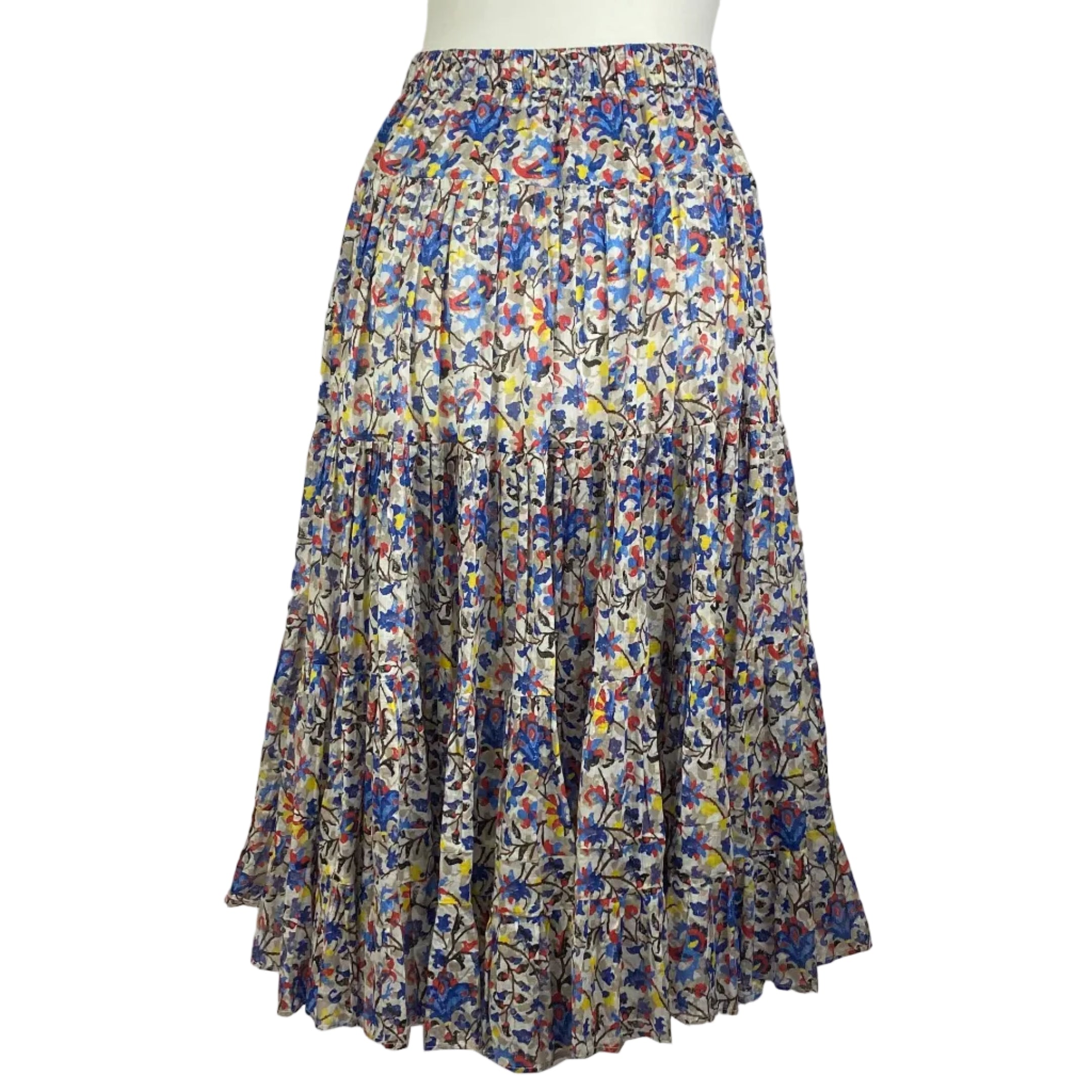 Isabel Marant Etoile New £395 Blue Floral Printed Cotton-Voile Skirt S