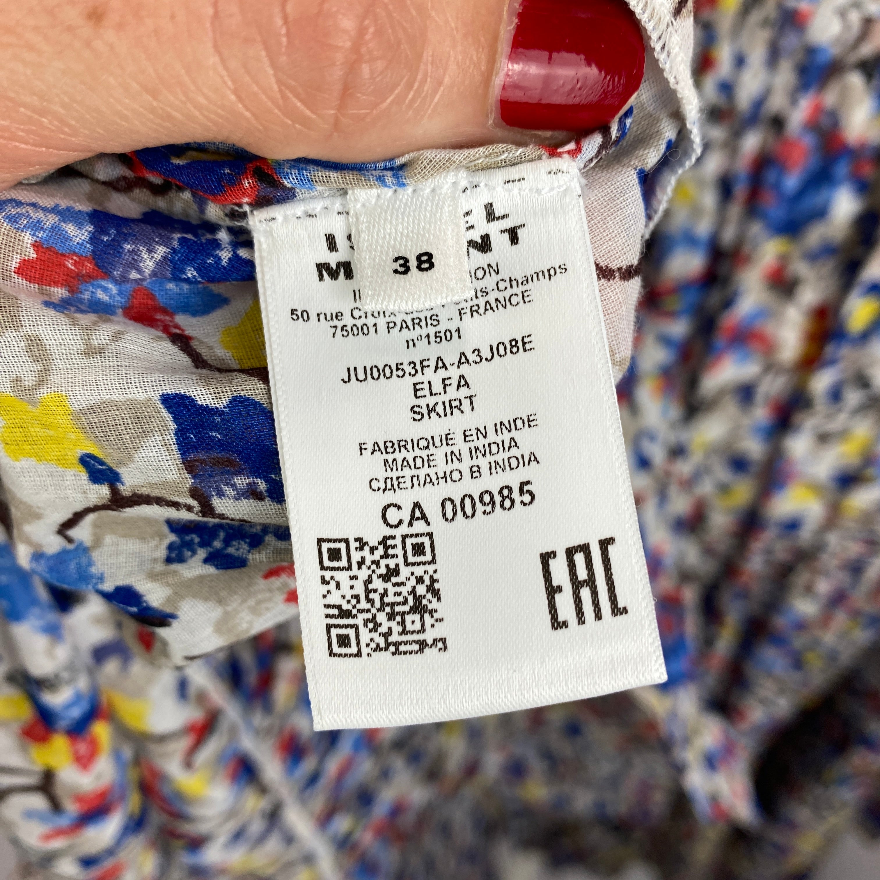Isabel Marant Etoile New £395 Blue Floral Printed Cotton-Voile Skirt S