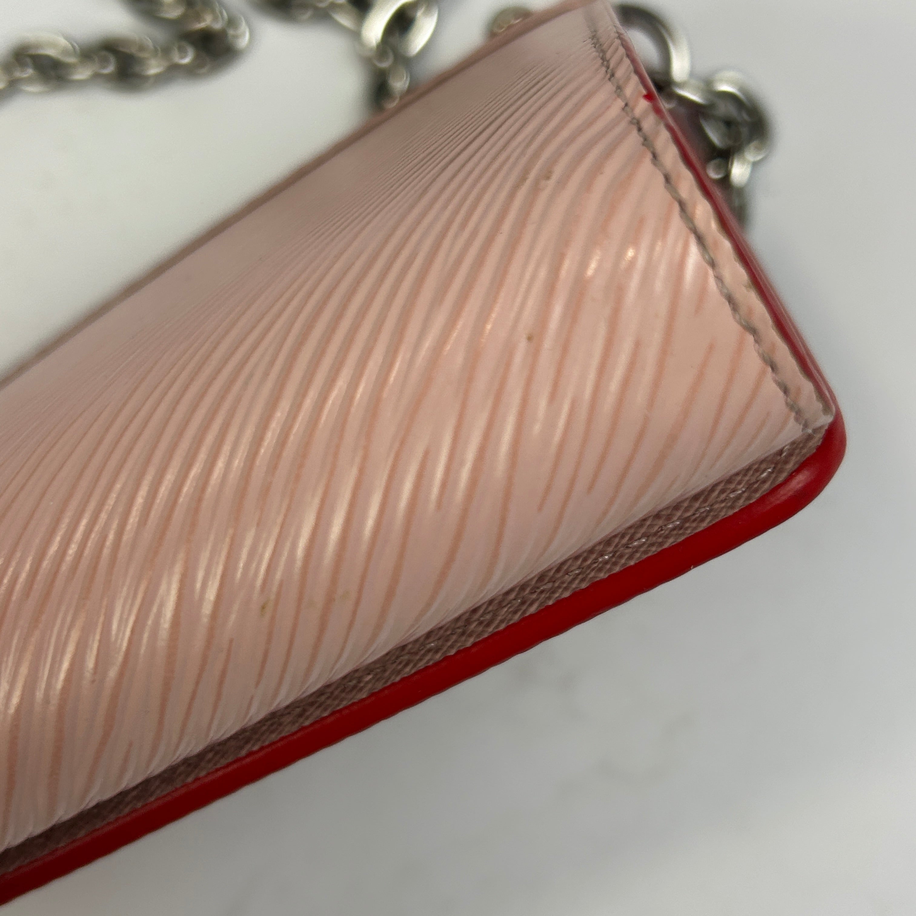 Louis Vuitton Pink Epi Leather Twist Chain Wallet