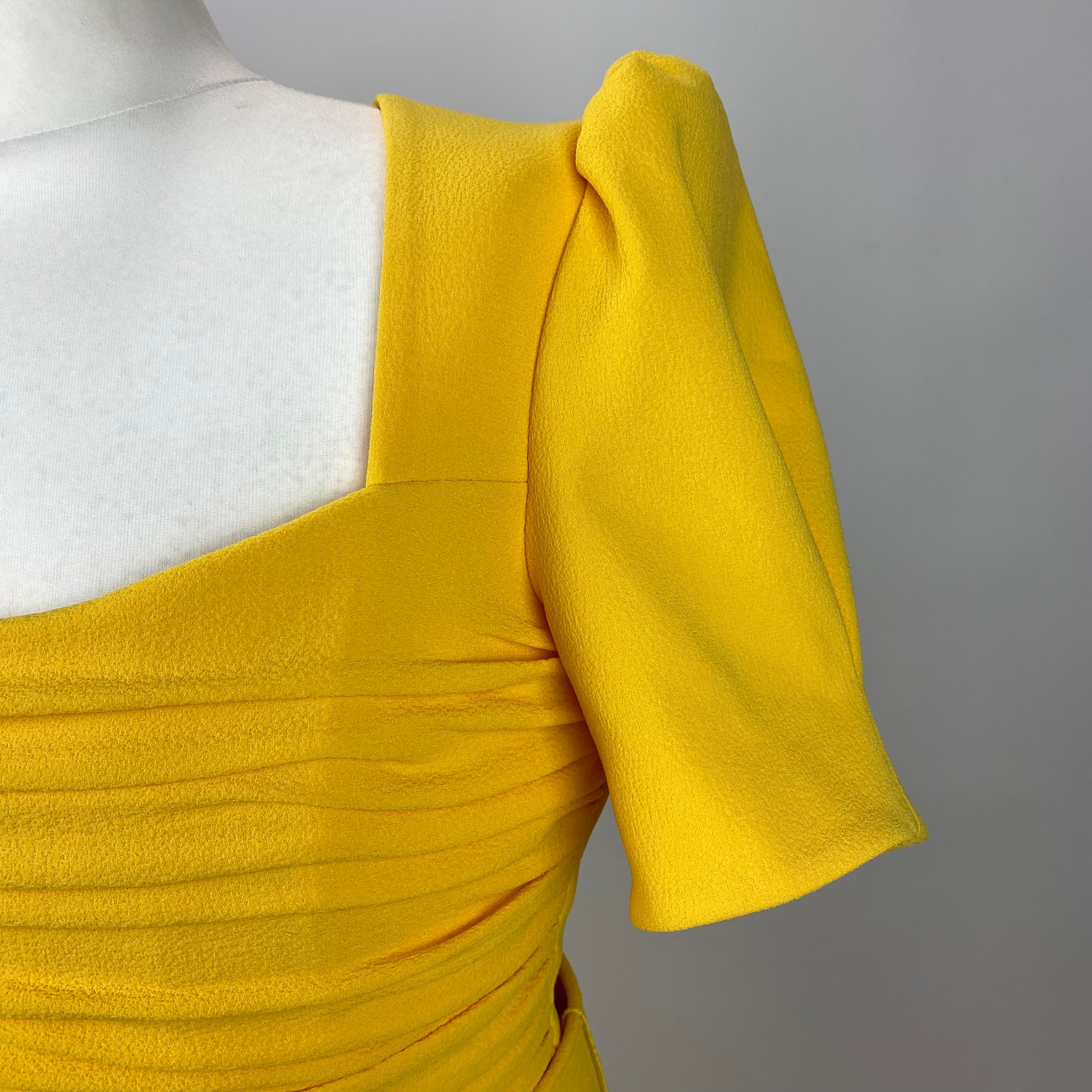 Rebecca Vallance New £770 Yellow Crepe Leona Maxi Dress M