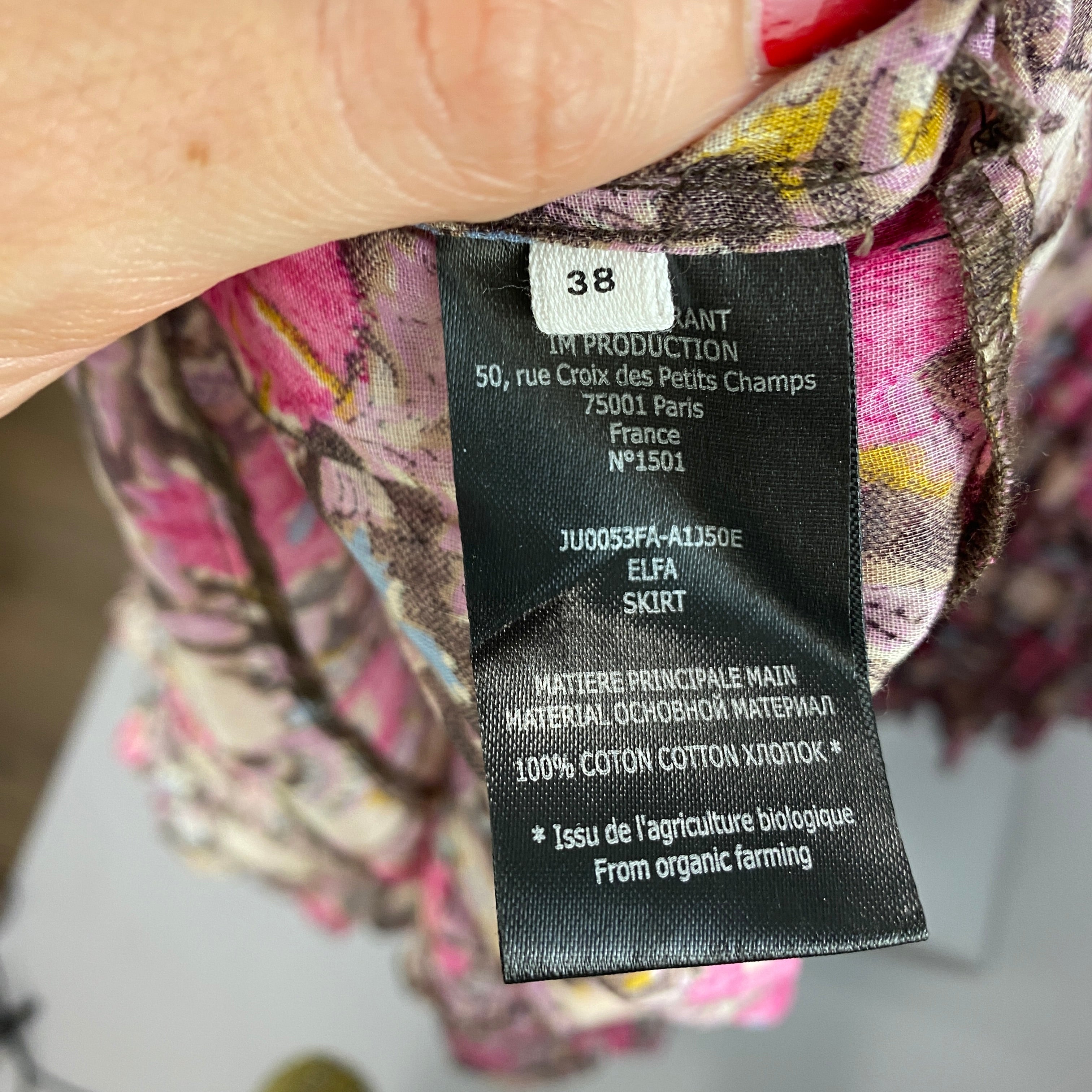 Isabel Marant Etoile New £395 Pink Floral Printed Cotton-Voile Skirt S