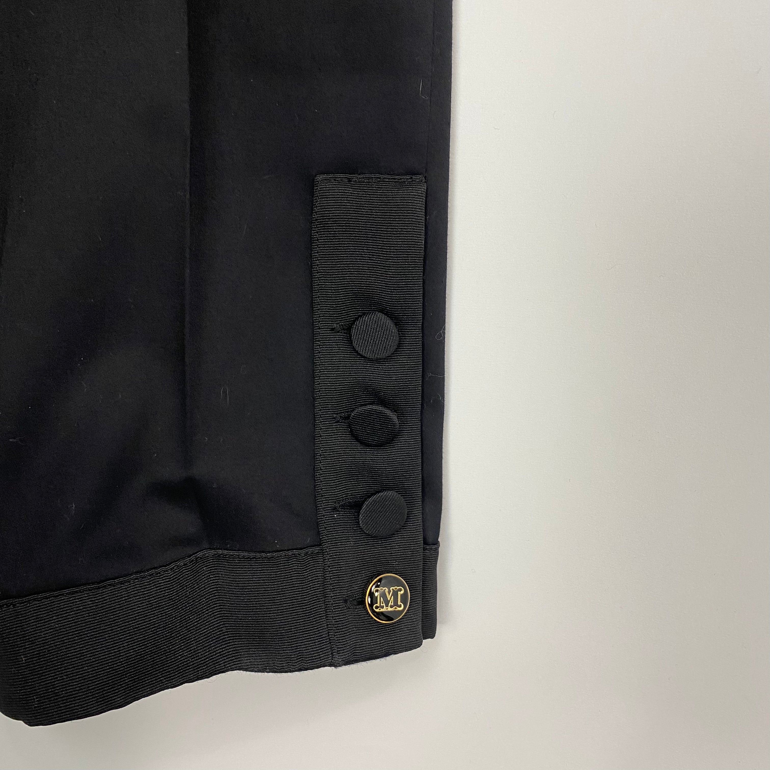 Max Mara New Black Stretch Cotton Ankle Detail Pants S