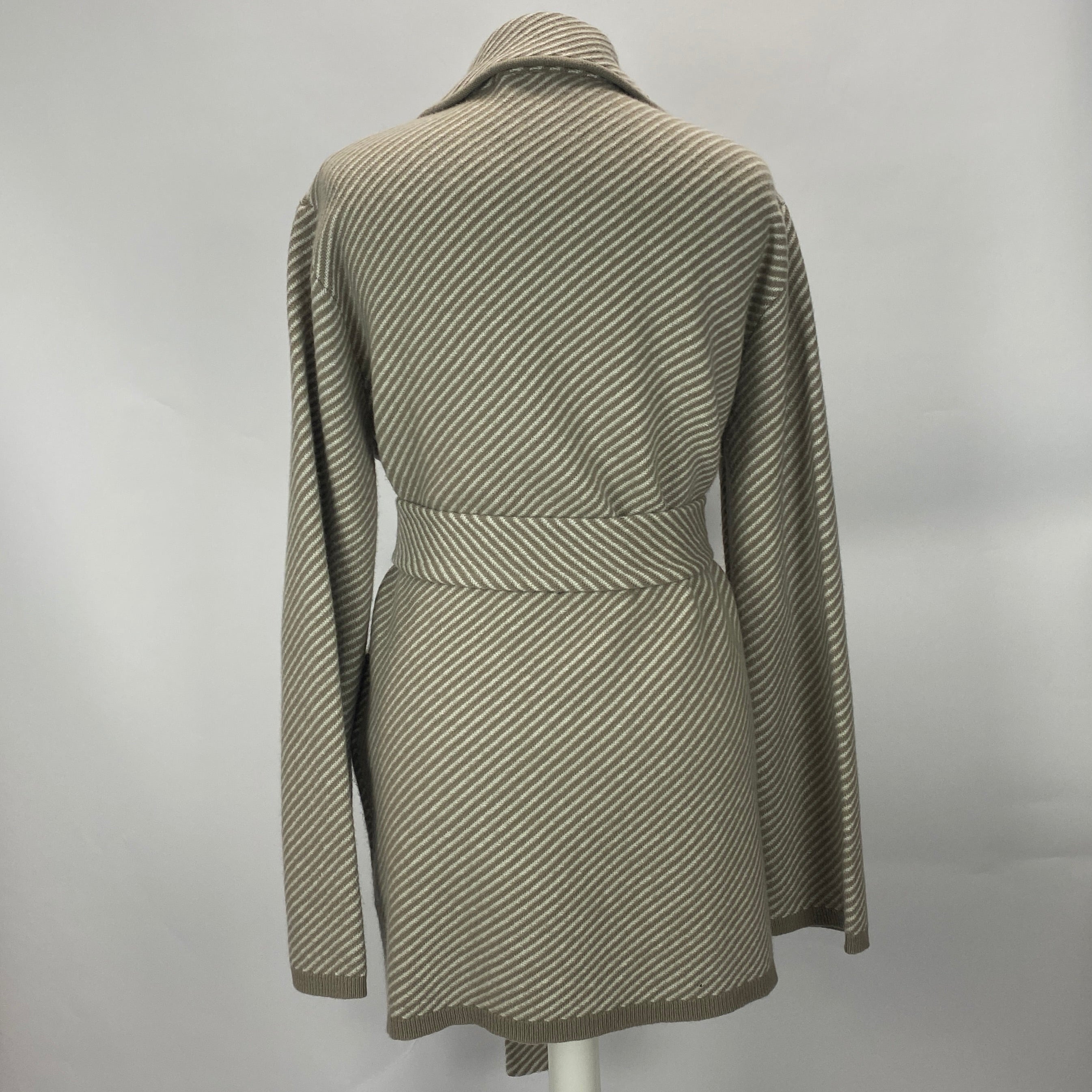 Joseph New £845 Putty & Cream Belted Merino Wool Jacket S