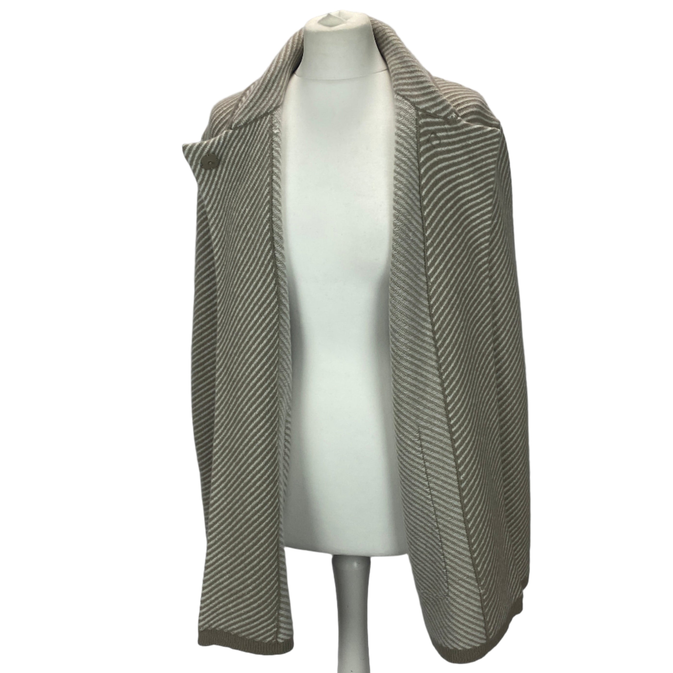 Joseph New £845 Putty & Cream Belted Merino Wool Jacket S