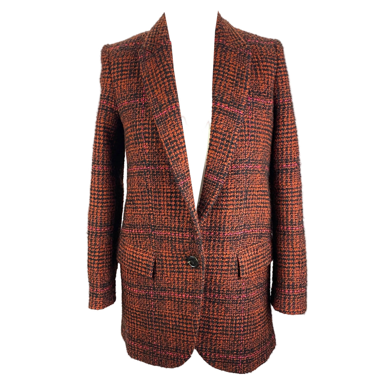 Isabel Marant Etoile Orange & Black Boucle Tweed Jacket XS