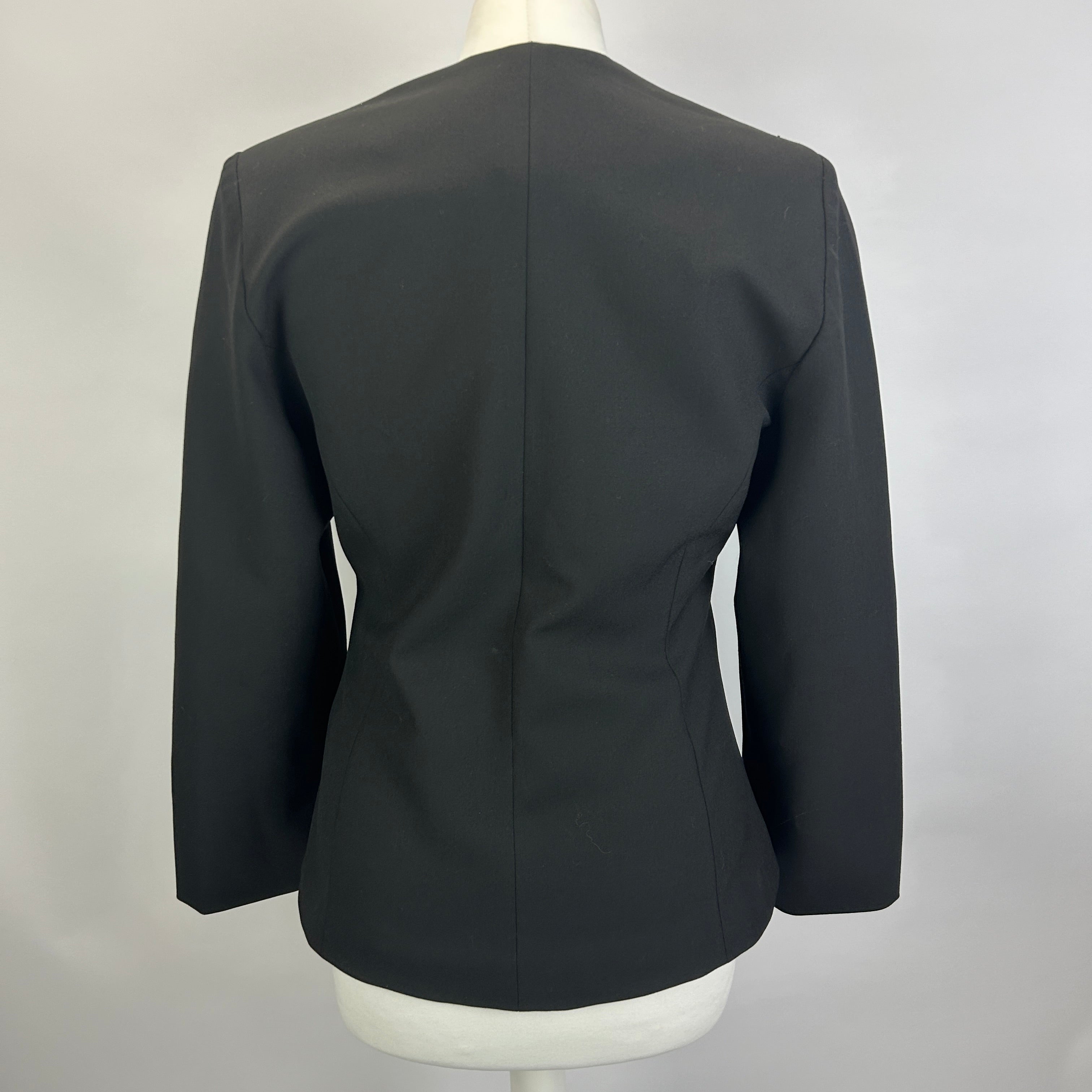 Destree £650 Black Crepe Aloise Gold Button Blazer S