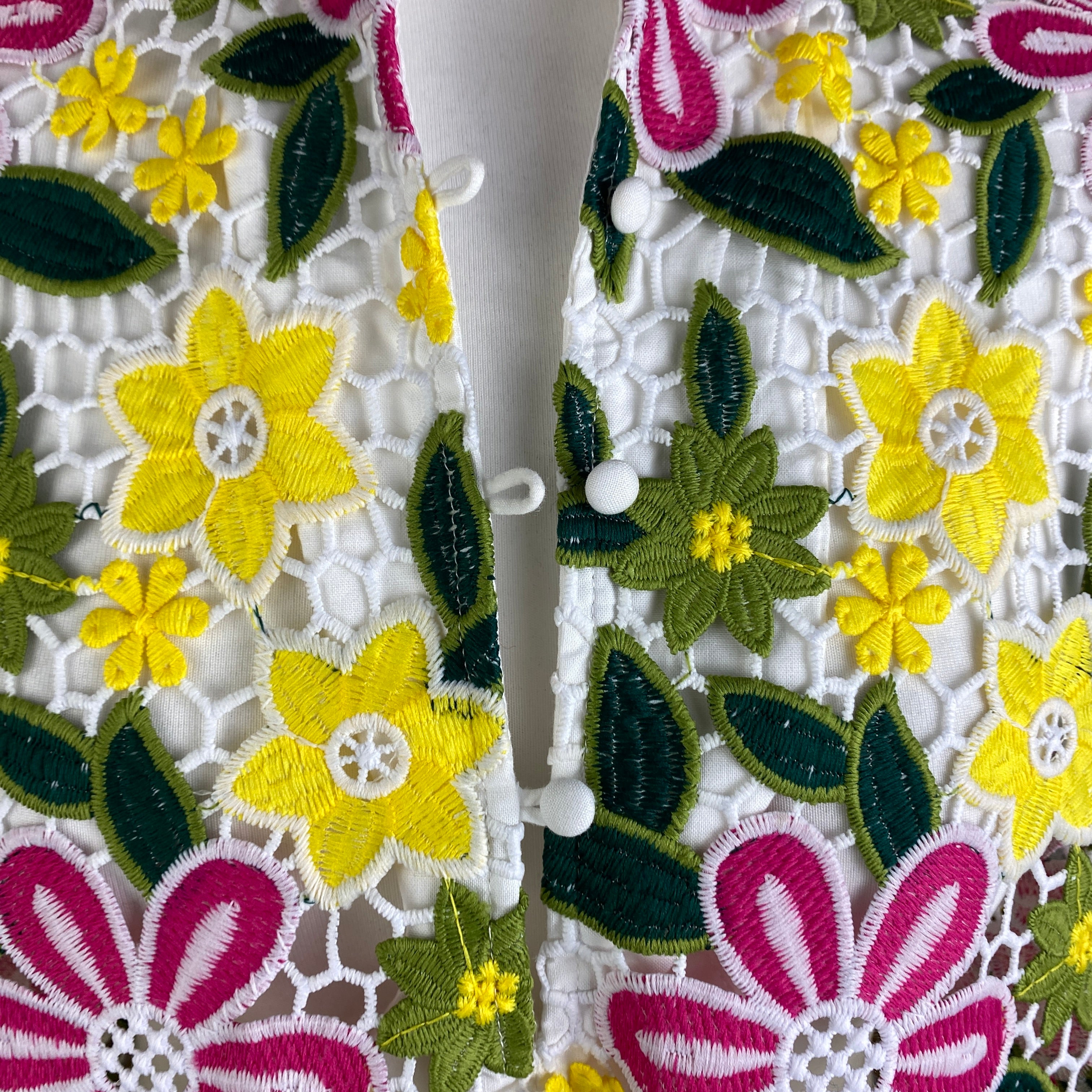 La Vie Style House New £655 Pink & Yellow Lace Maxi Caftan Dress O/S