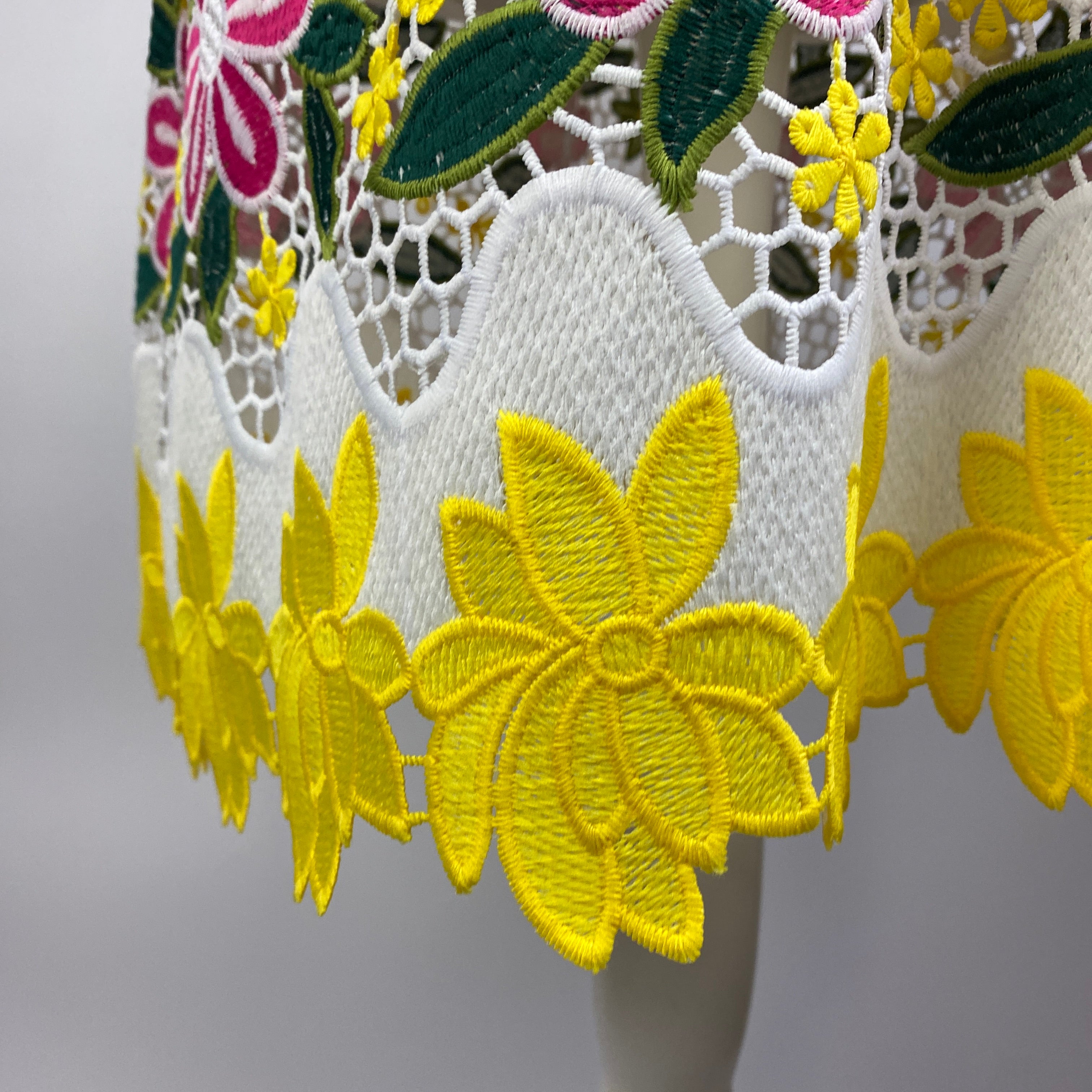 La Vie Style House New £655 Pink & Yellow Lace Maxi Caftan Dress O/S