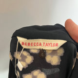 Rebecca Taylor Deep Navy Cheetah Print Silk Shirt S