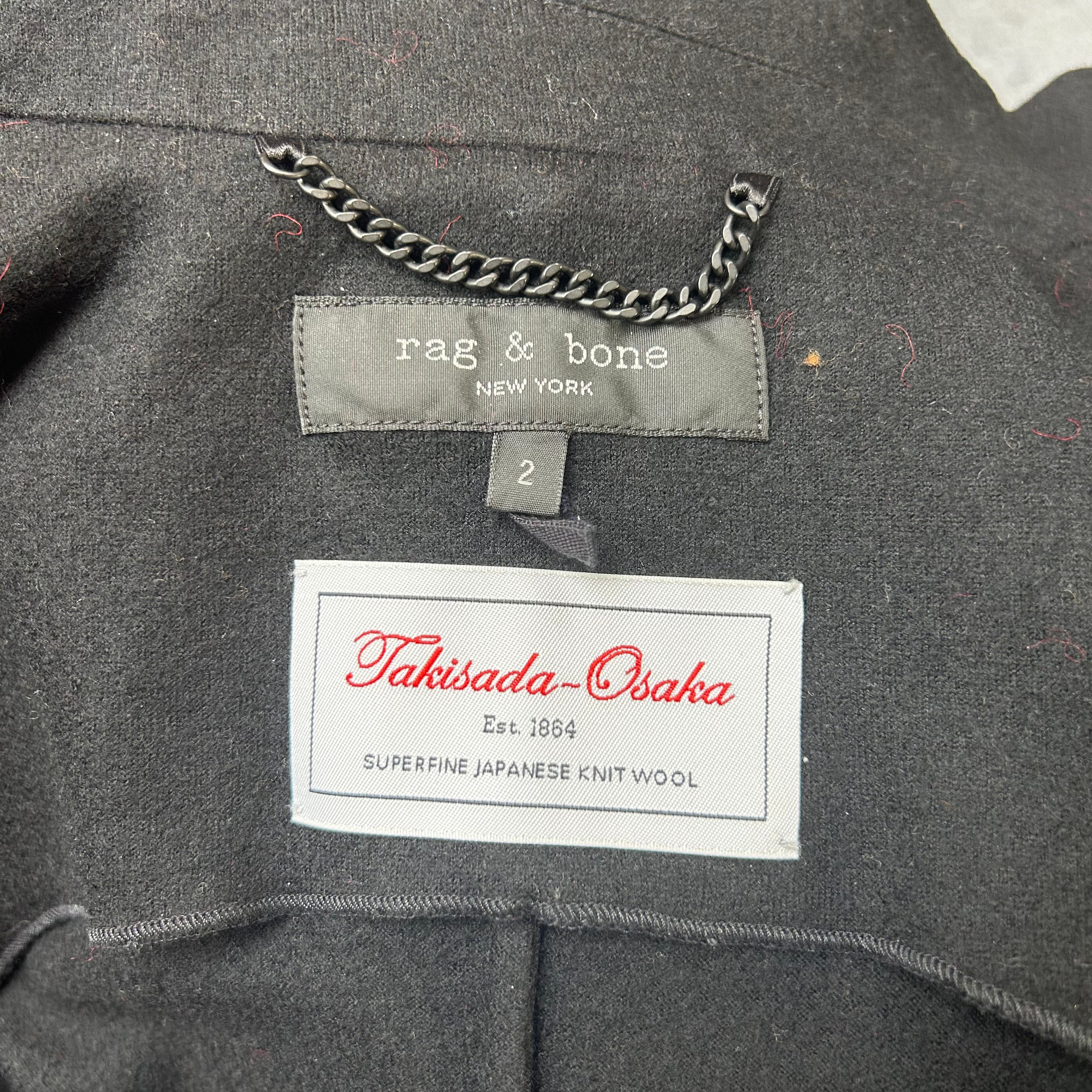 Rag & Bone £723 New Black Japanese Wool Nehru Jacket M