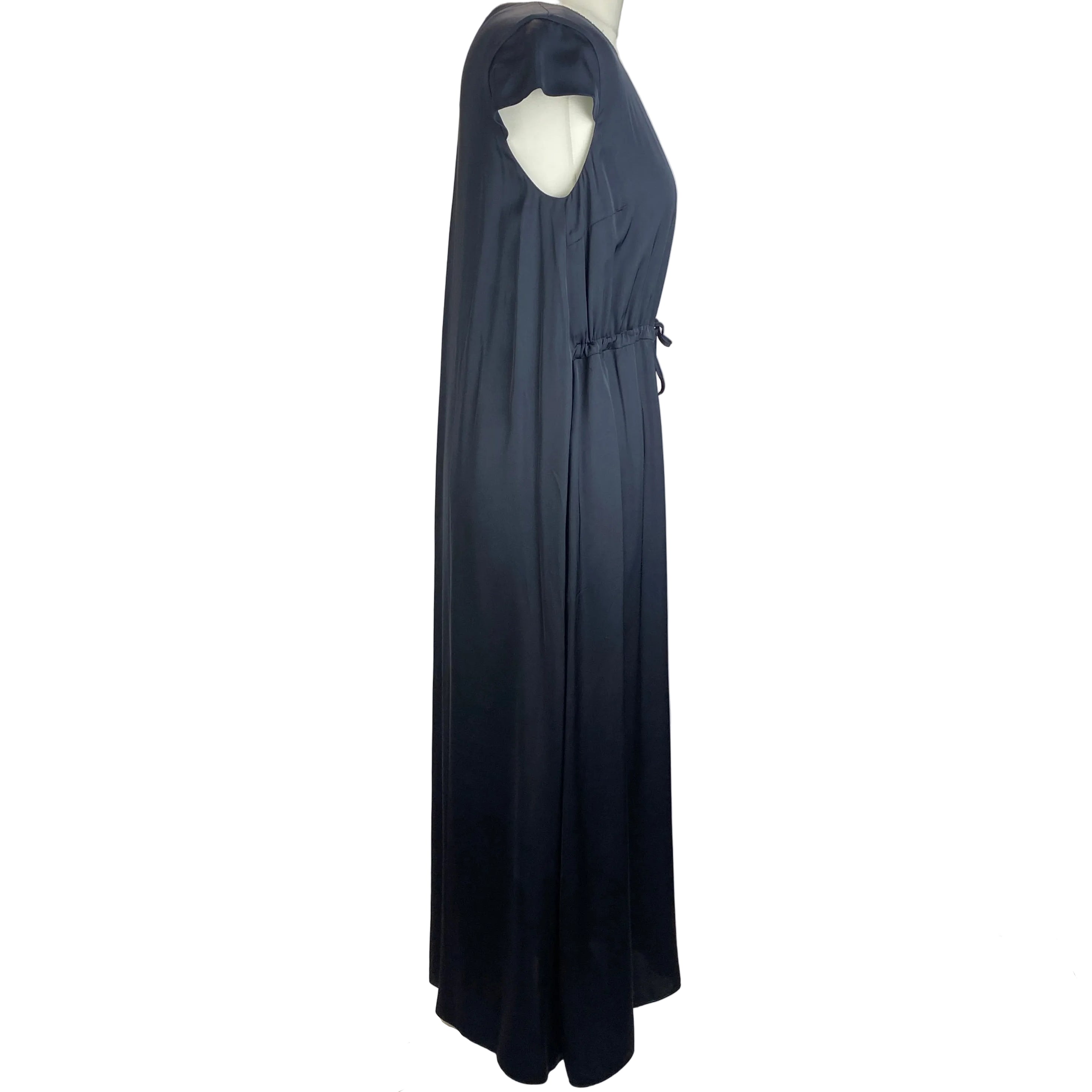 Peserico Navy Fluid Drawstring Midi Dress S