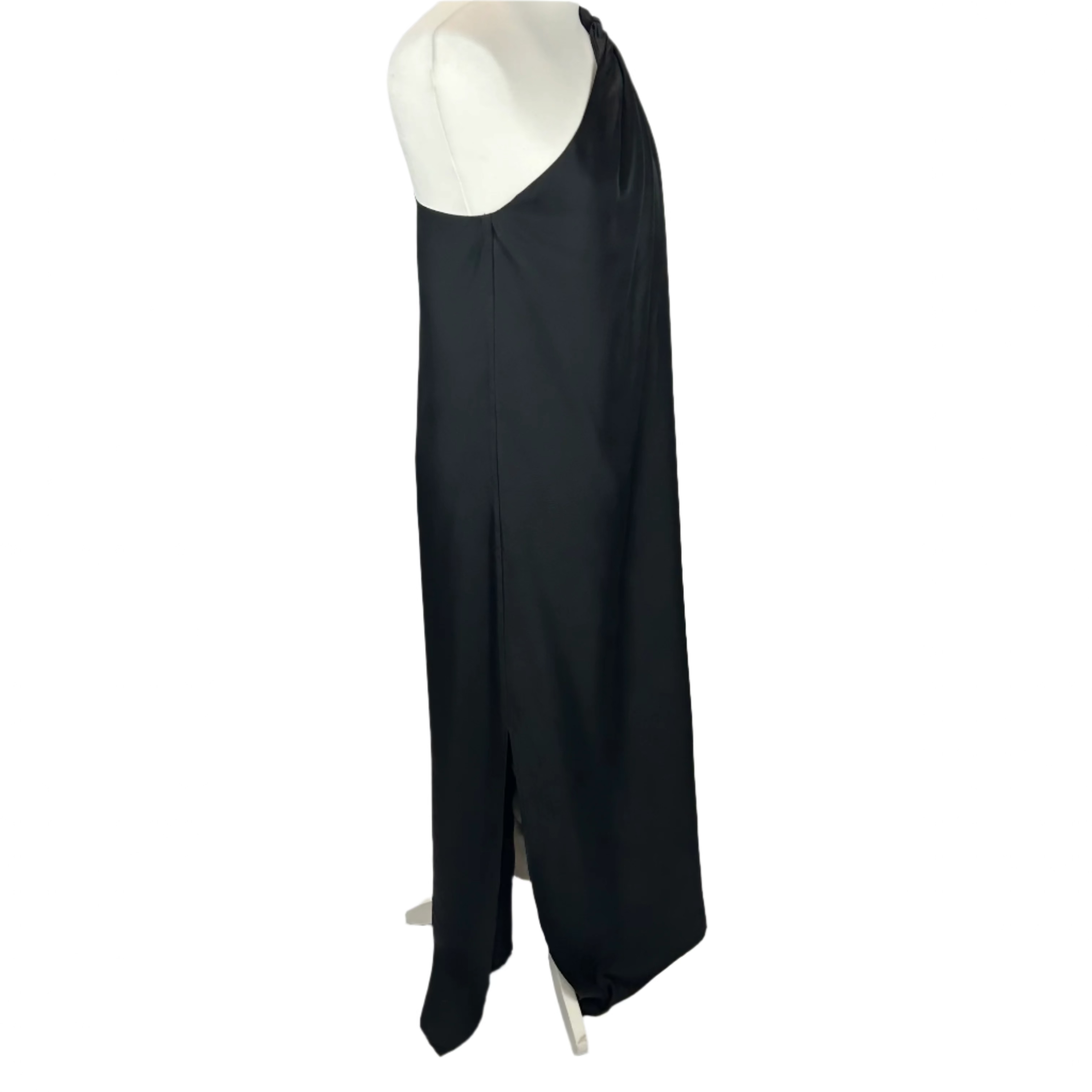Loulou Studio £470 Black Silk Adela One Shoulder Maxi Dress L
