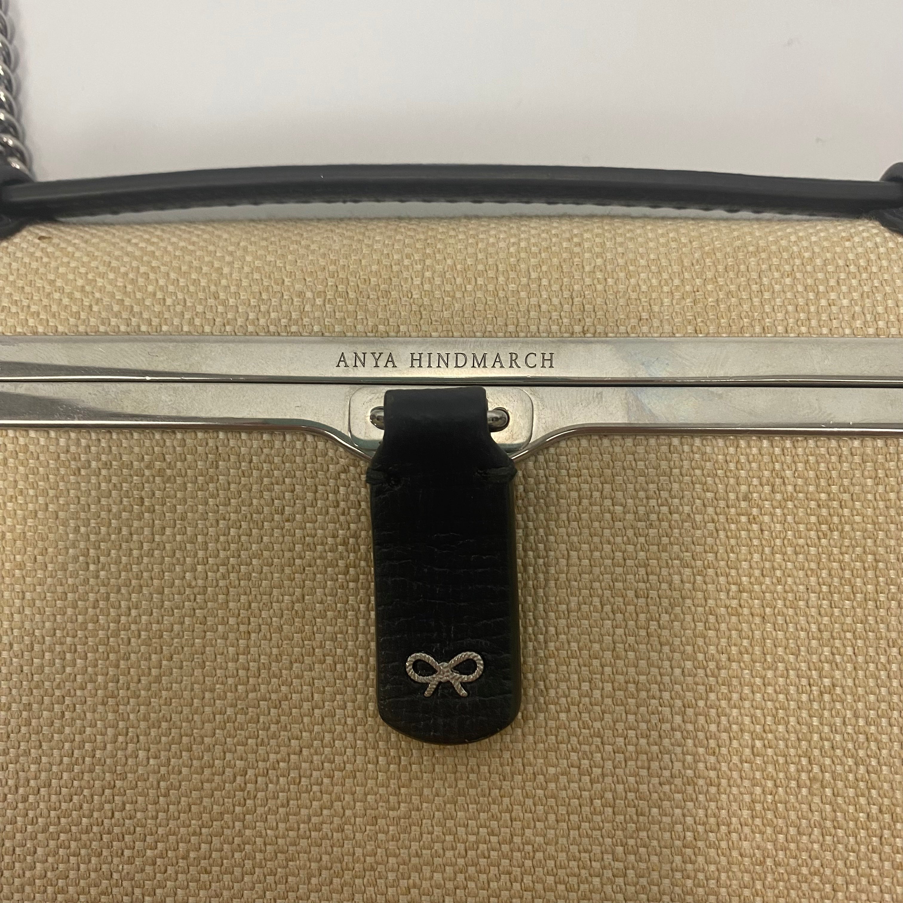 Anya Hindmarch Navy & Cream Postbox Clutch/Shoulder Bag