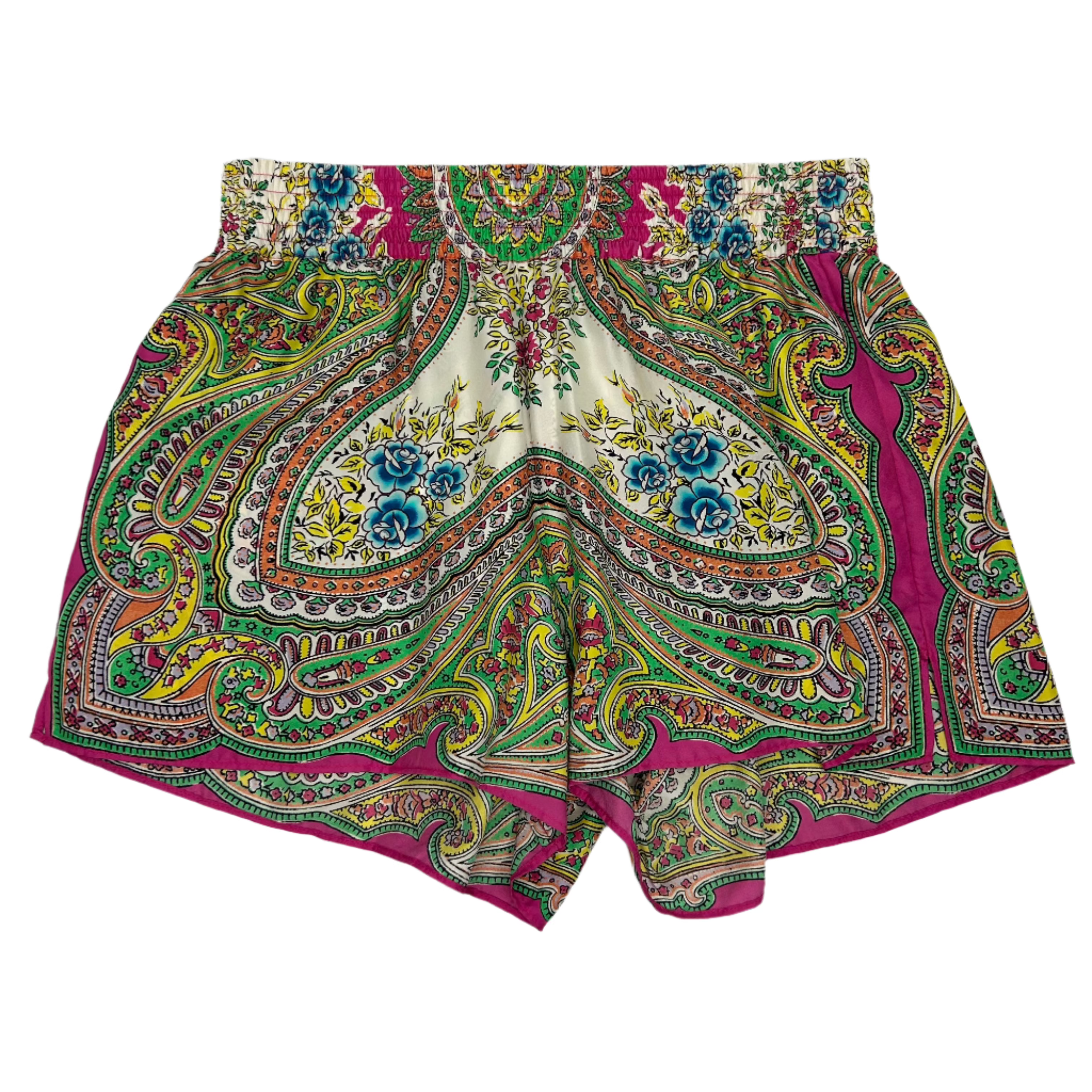 Etro £310 Multi Paisley Silk Crop Shorts S