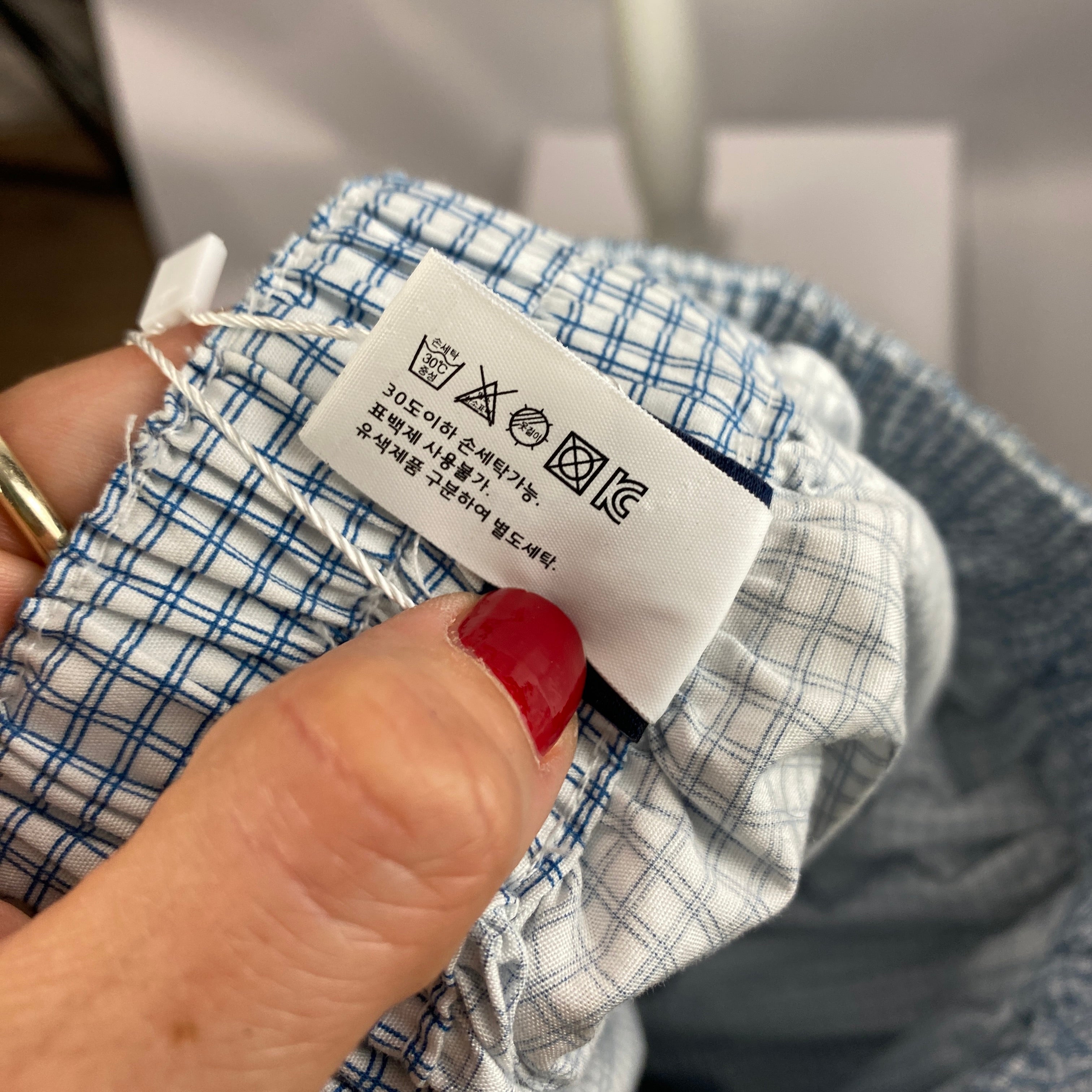 Lea Et Miel Navy & White Check Cotton Tee Top UK8