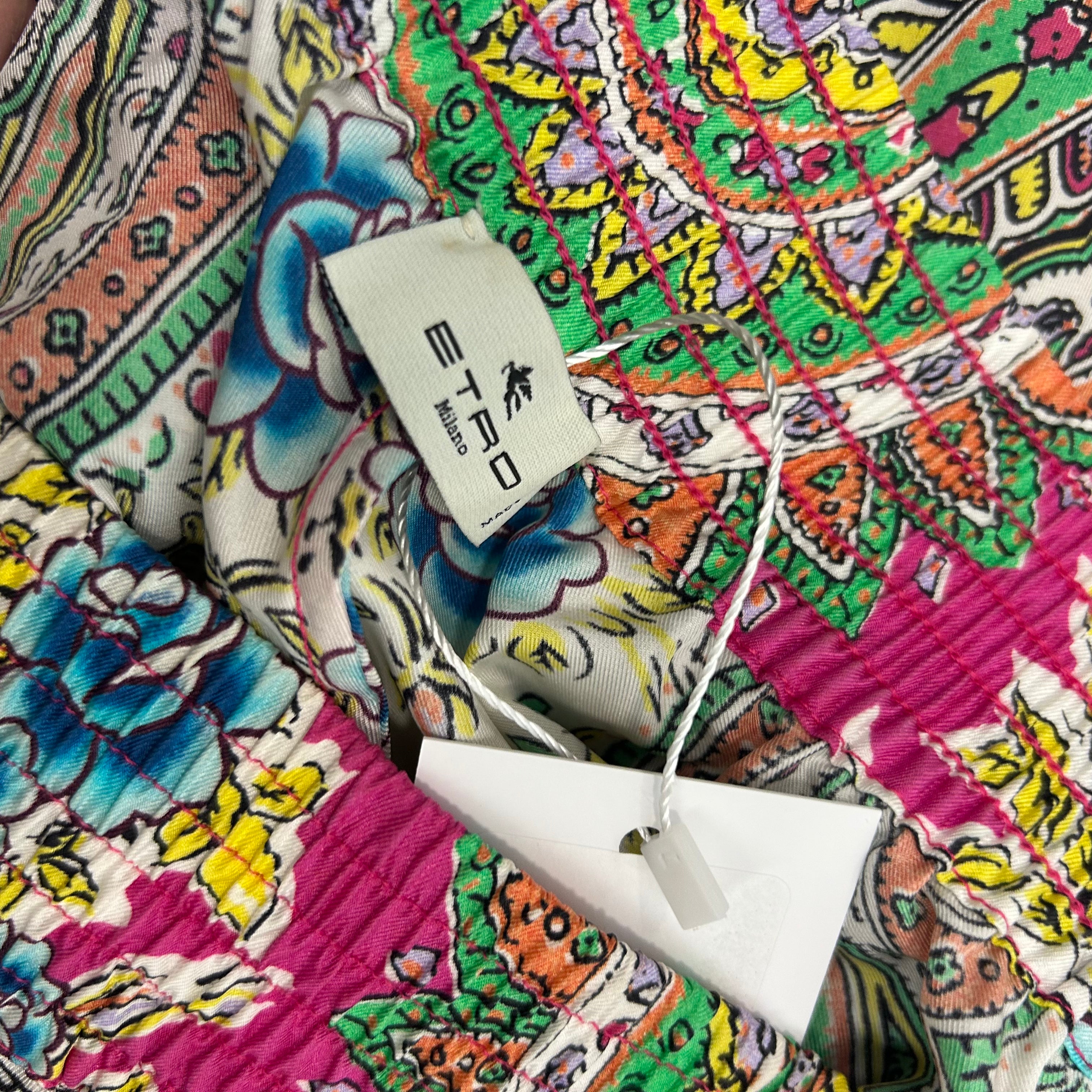 Etro £310 Multi Paisley Silk Crop Shorts S