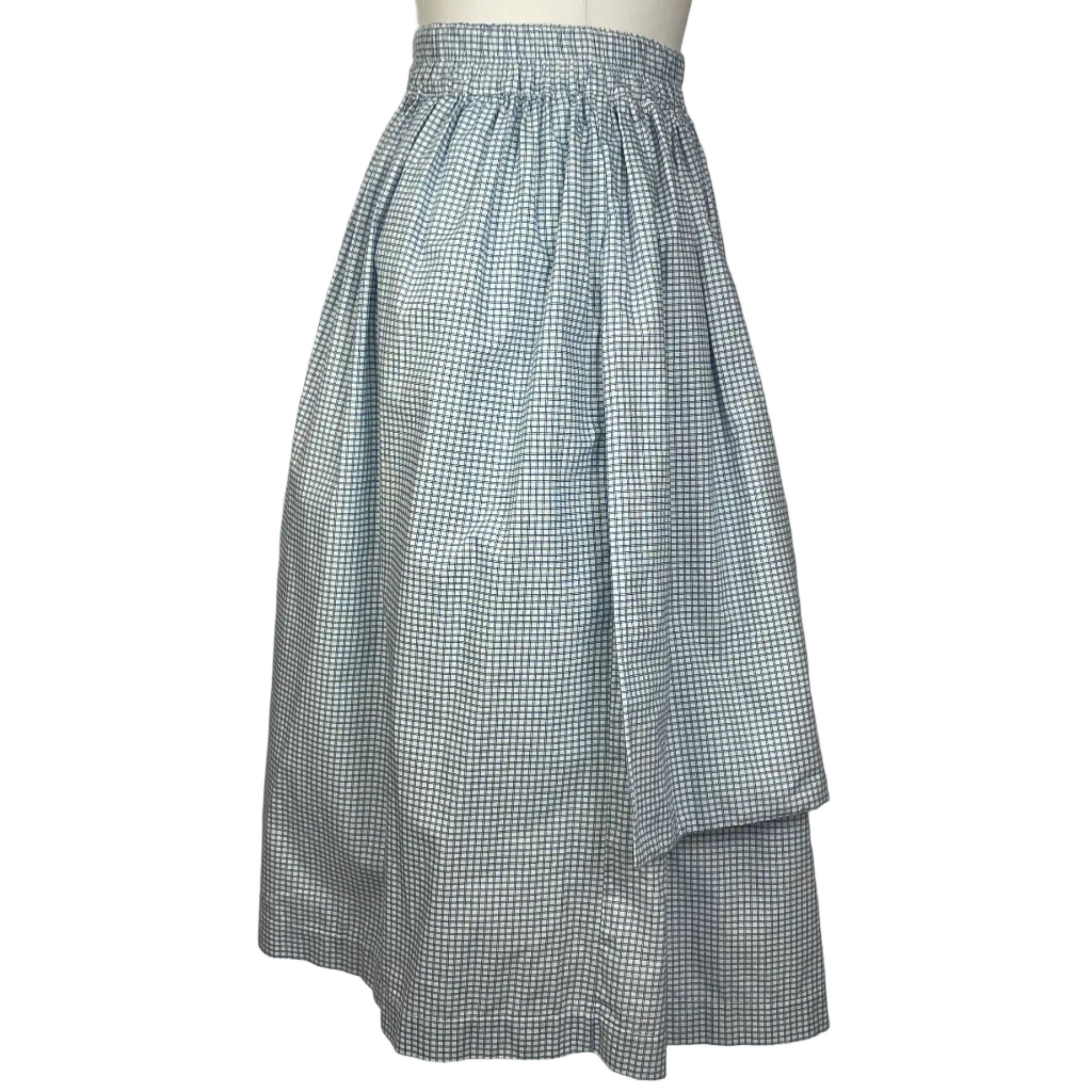 Lea Et Miel $695 Teal & White Check Cotton Skirt XS