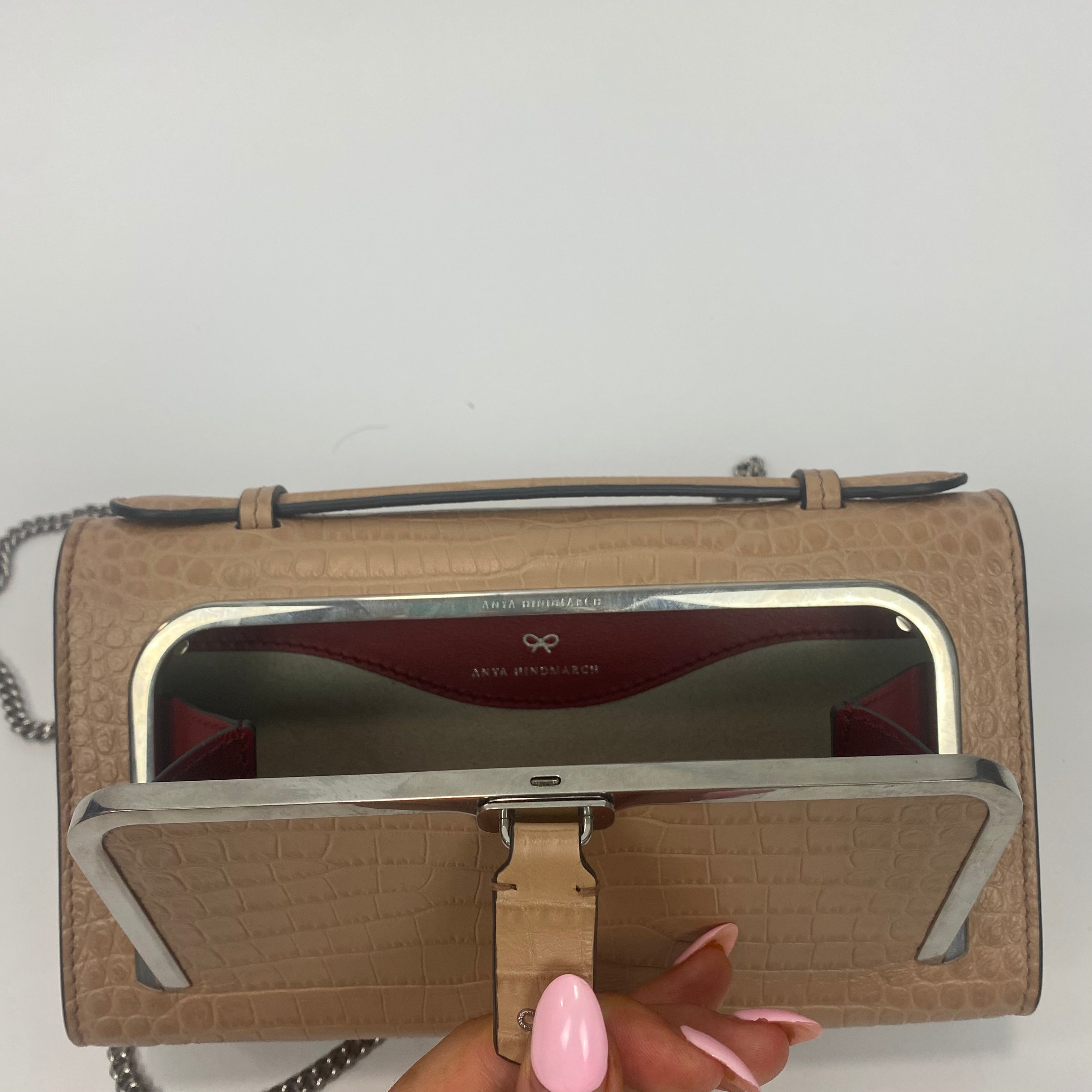 Anya Hindmarch Nude Leather Postbox Clutch/Shoulder Bag